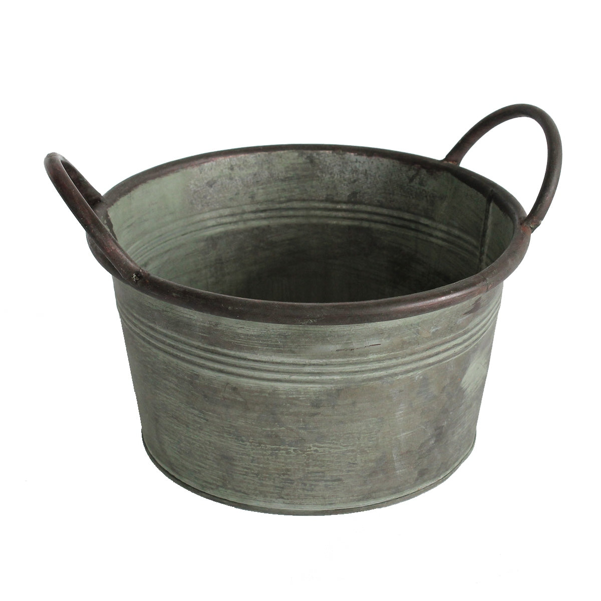 Pflanztopf Pflanzgefäß Zinktopf Old Green 24cm Ø Rund Blumentopf Metall Übertopf