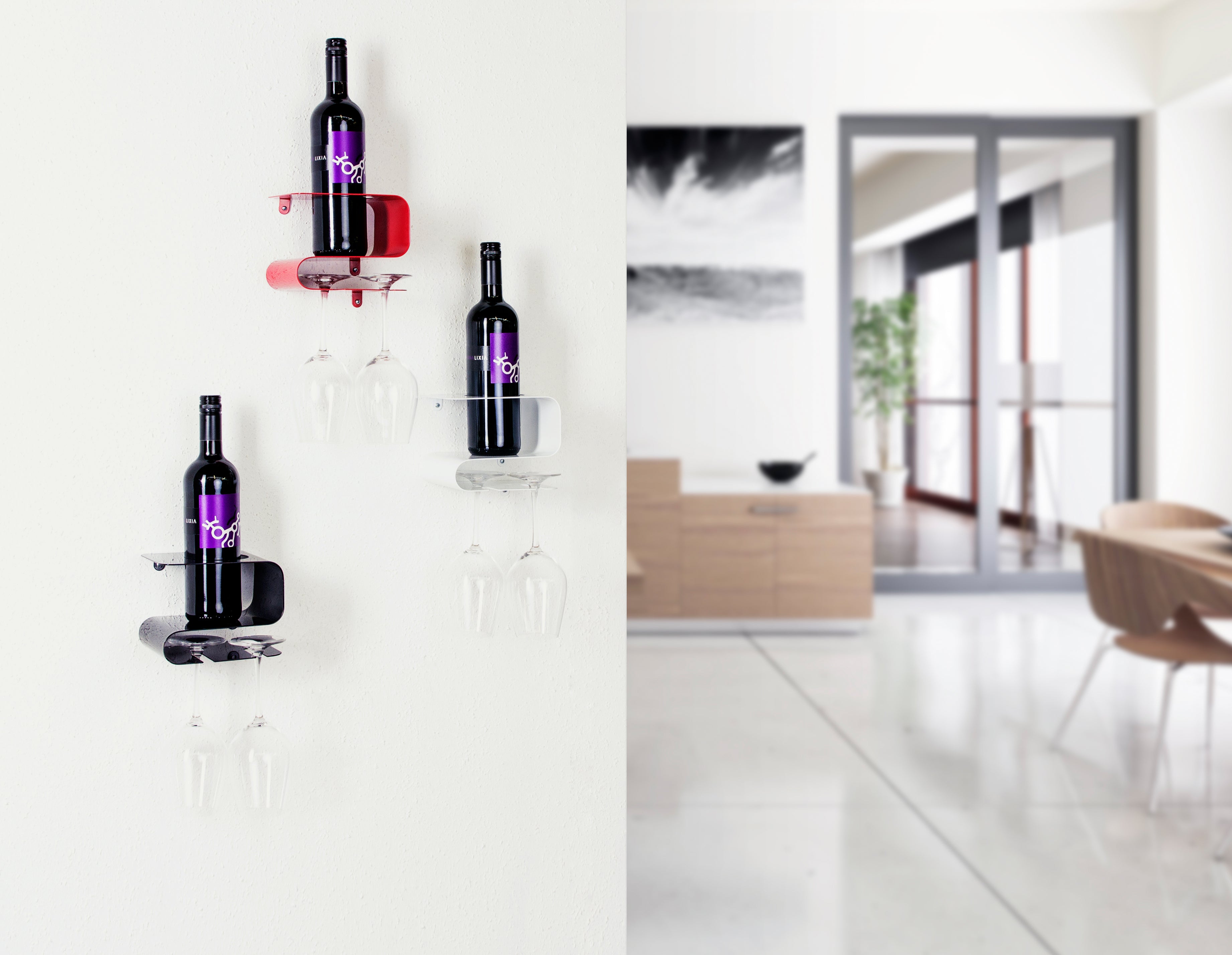 Weinregal Flaschenhalter Flaschenregal Glashalter Metall rot Barzubehör