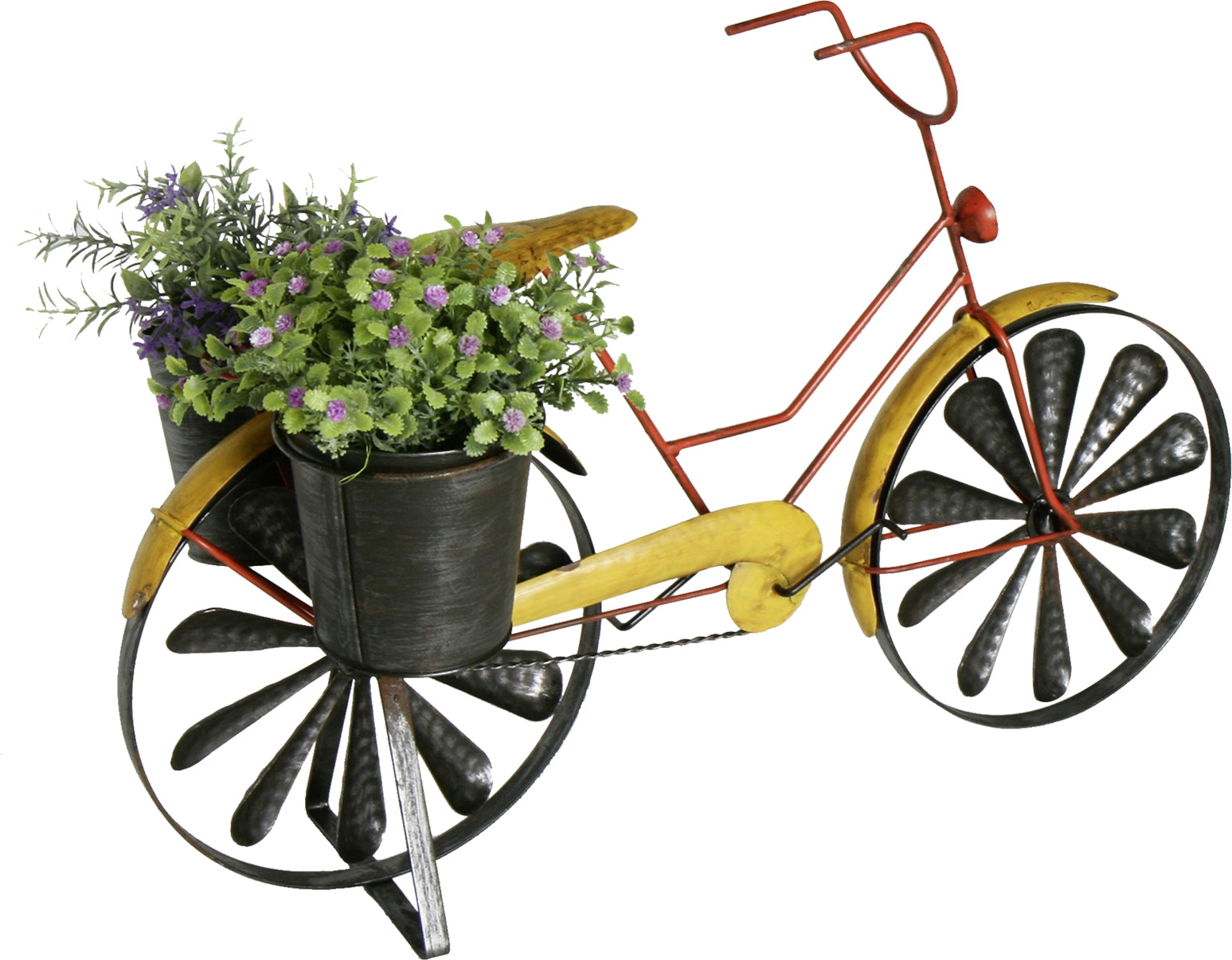 Windspiel Pflanztopf Fahrrad Damenrad Metallwindrad Fahrrad 2 Windräder Kugellager 63 cm