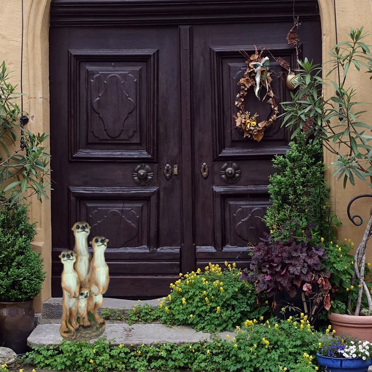 Erdmännchen Figur XL Erdmännchen Gartenfigur Familie Frettchen Deko Familie Erdmann