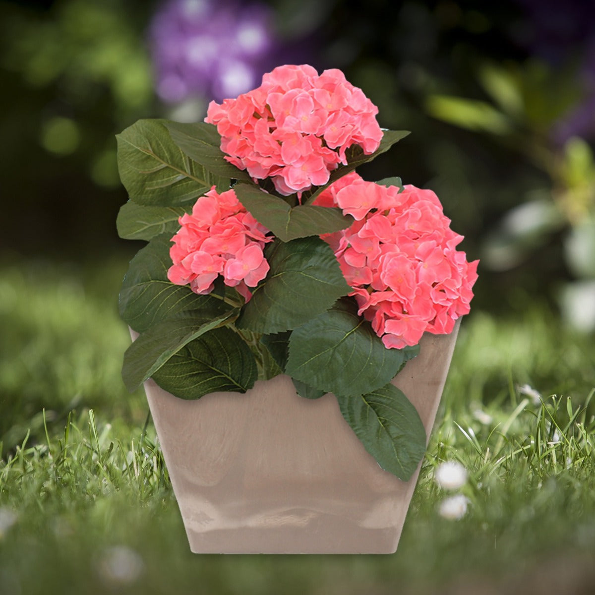 Blumentopf eckig 41 x 41 cm Ecostone Pflanzkübel Pflanztöpfe aus Recyclingmaterial Farbe Taupe