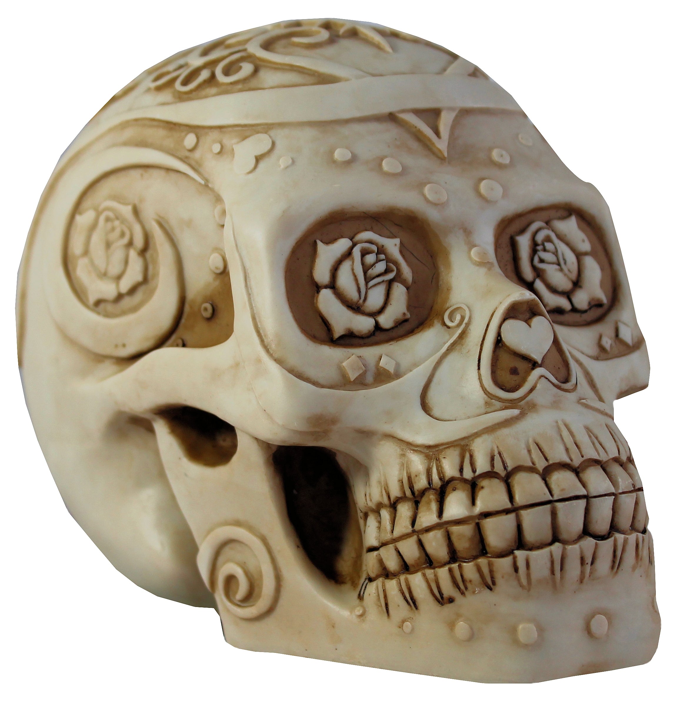 Dekofigur Totenkopf Schädel Rose Mystic Gothic Wohnung Dekoration