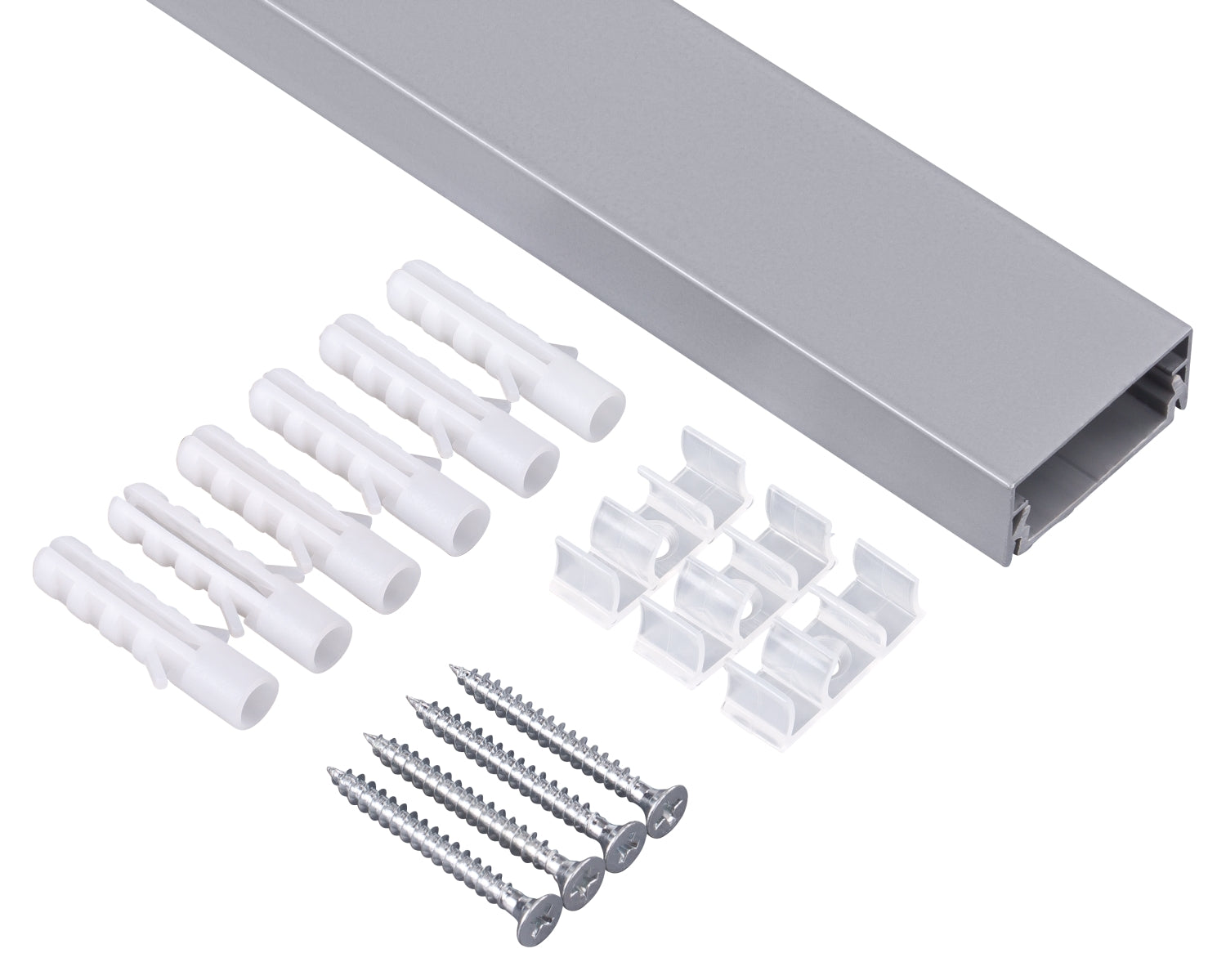 Alu Kabelkanal silber eckig 115x3,7 cm für TV HiFi Computer Lampen Aluminium Abdeckung