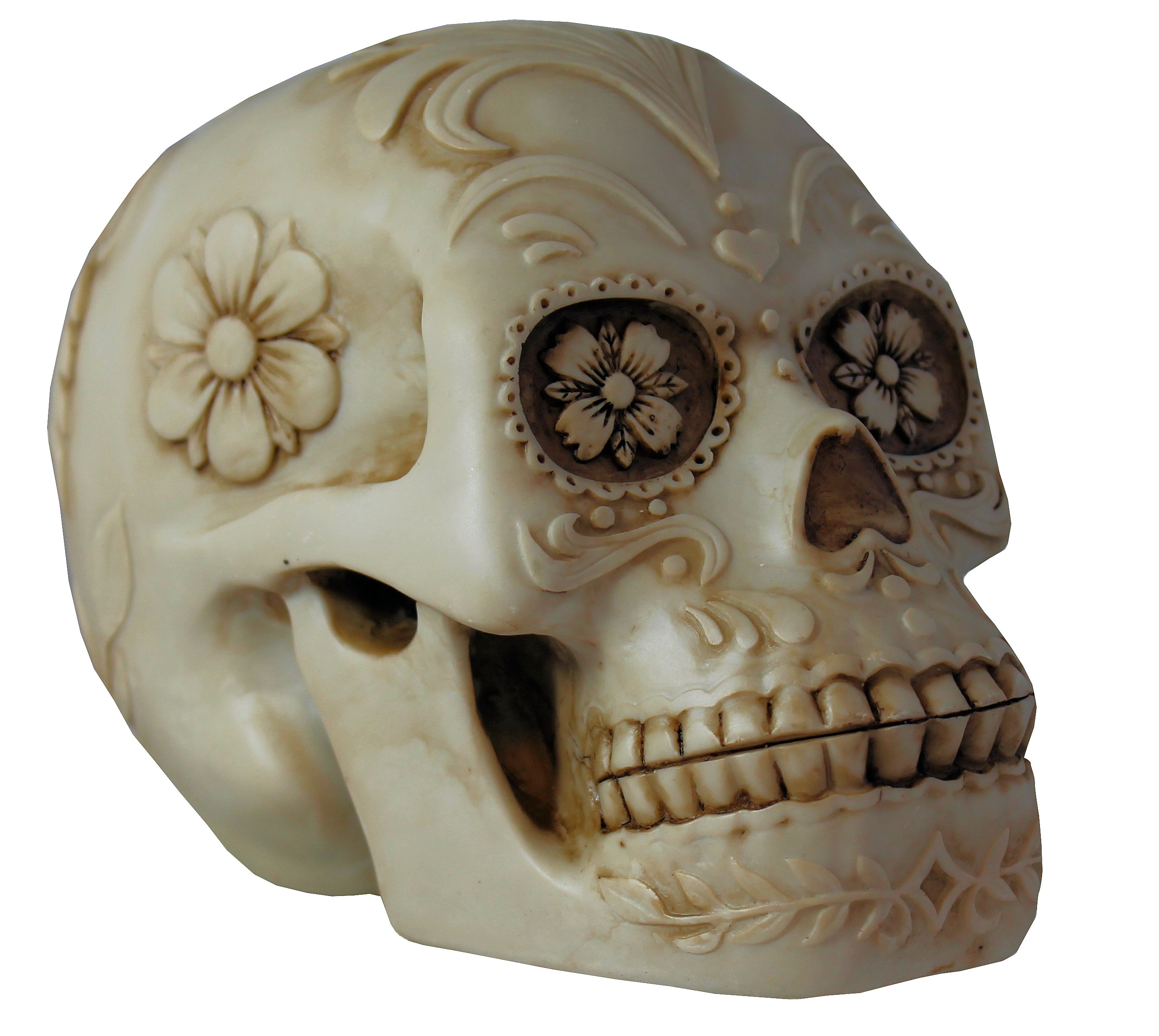 Dekofigur Totenkopf Schädel Blume Mystic Gothic Wohnung Dekoration