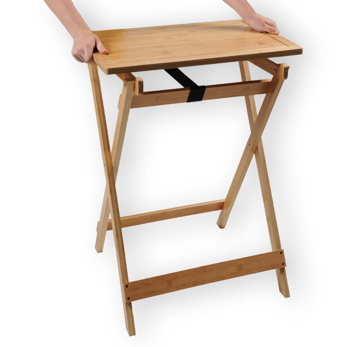 Serviertablett Tranchier- und Beistelltisch Schneidbrett mit Saftrille FSC Bambus 60x45x79 cm