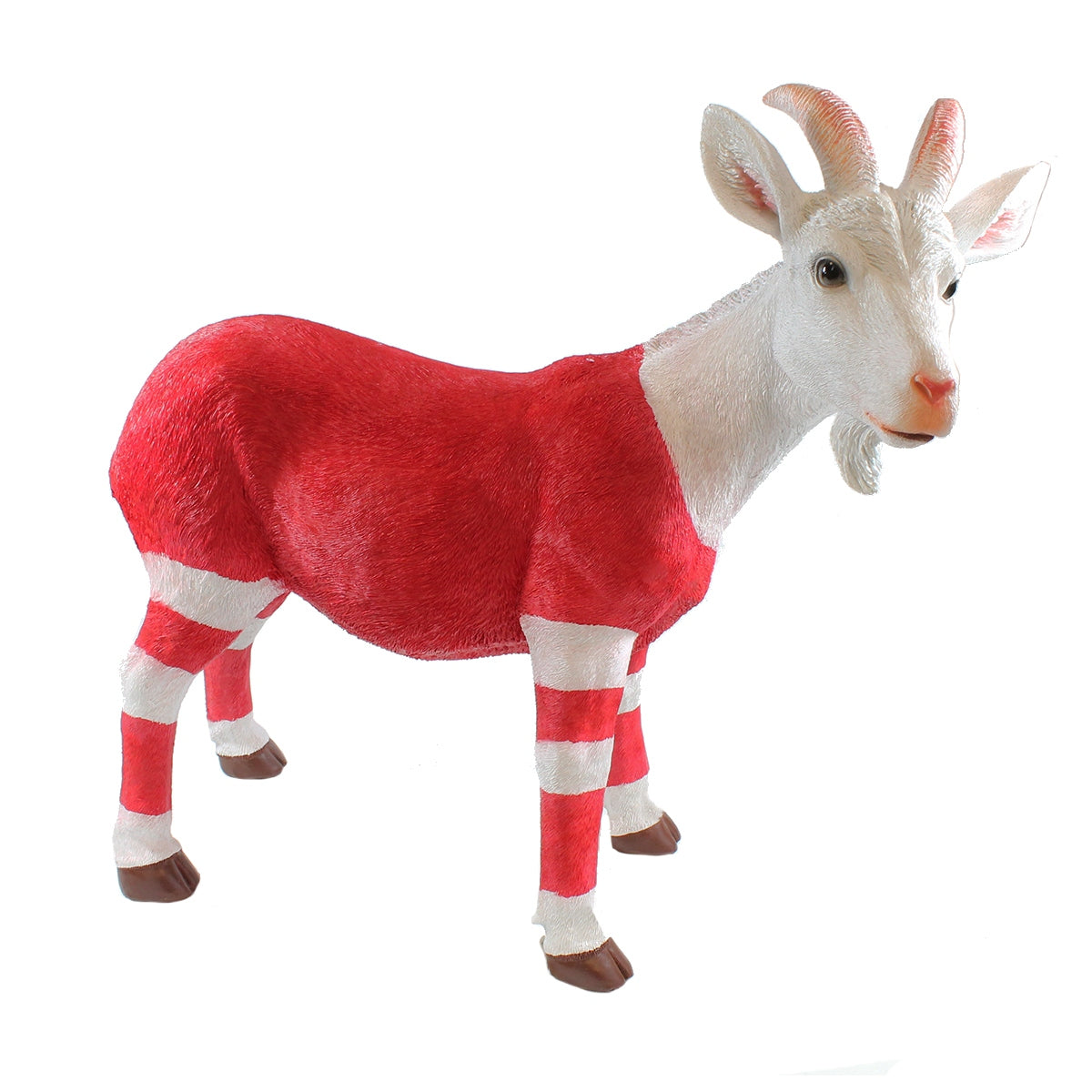 colourliving Dekofigur Ziegenbock Figur Bruce rot-weiß 45 cm Geißbock Gartenfigur Tierfigur