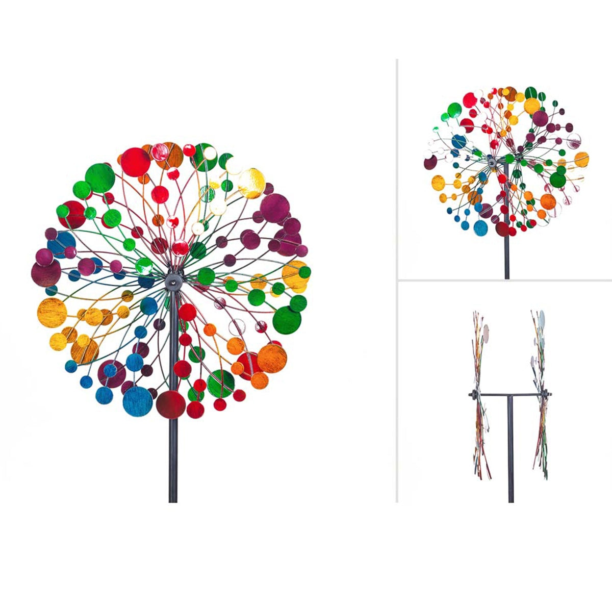 Kinetic Art Metall Windrad Multi-colored Kaleidoscope Windspiel Doppel Windrad Gartendeko