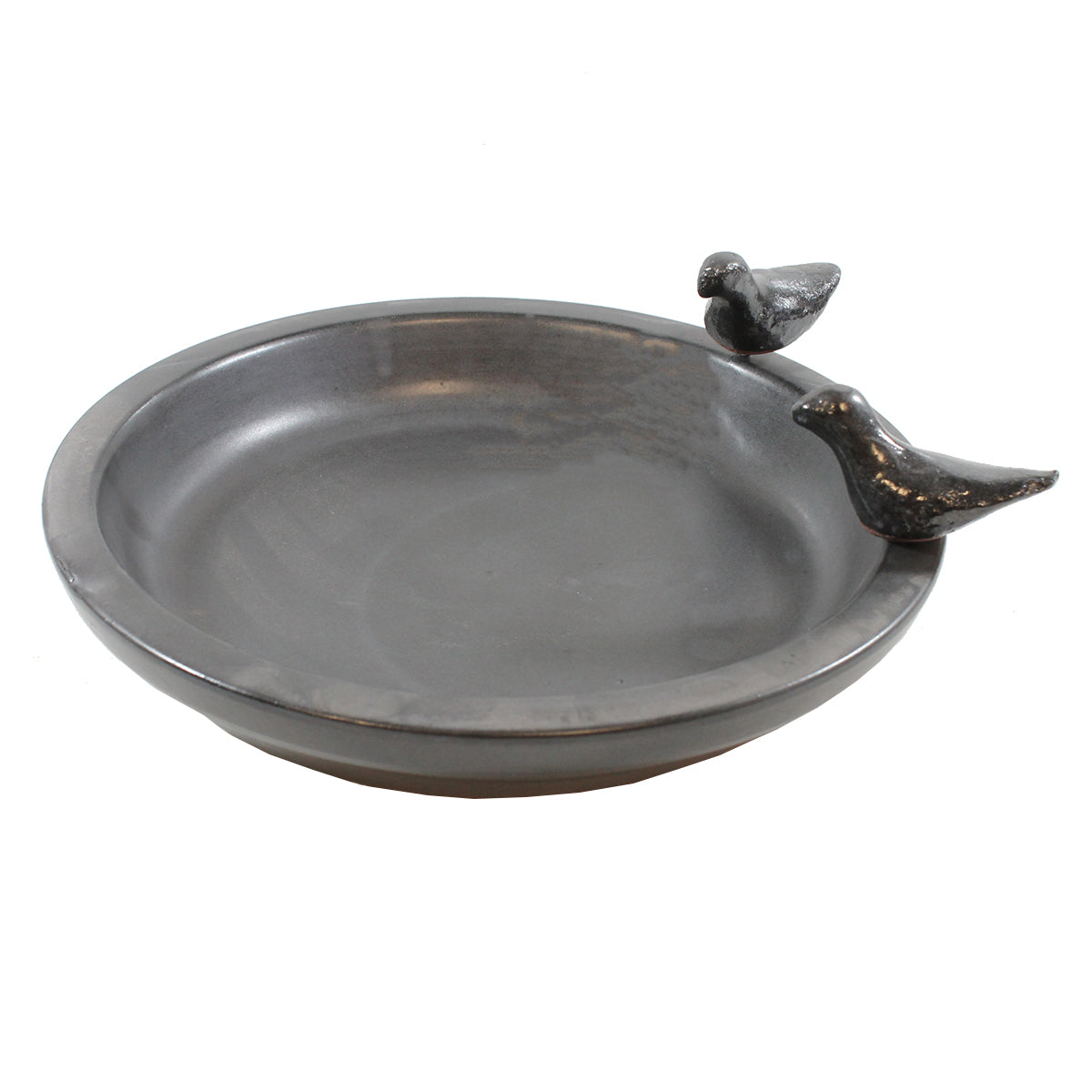 colourliving Vogeltränke für den Garten 30 cm matt schwarz Keramik Vogeltränke rund Vogelbad Garten