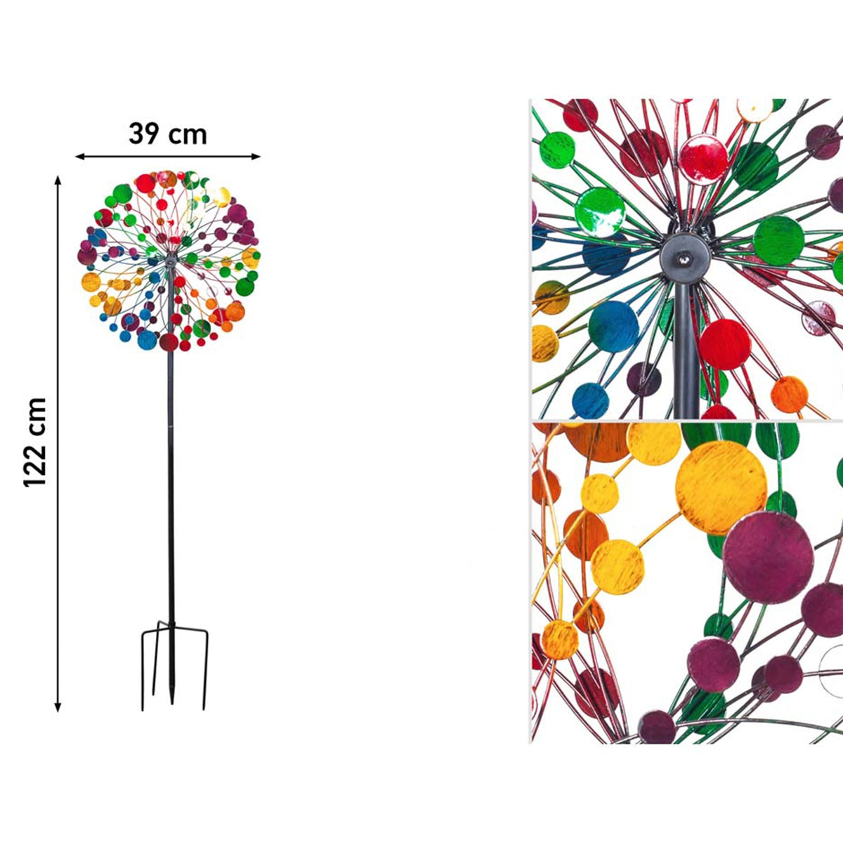 Kinetic Art Metall Windrad Multi-colored Kaleidoscope Windspiel Doppel Windrad Gartendeko