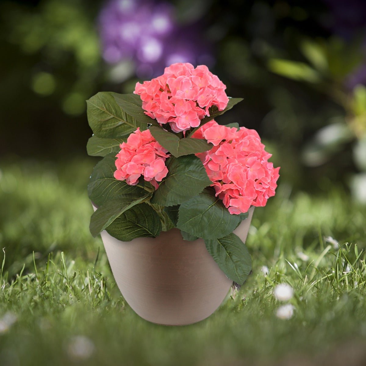 Blumentopf 31 cm rund Ecostone Pflanzkübel Pflanztöpfe aus Recyclingmaterial Farbe Taupe