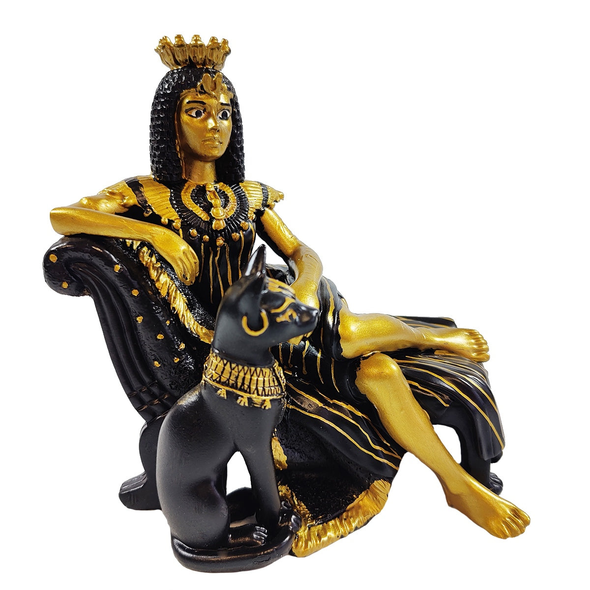 Dekofigur Kleopatra Skulptur Kleopatra mit Bastet Ägyptische Deko Ägyptische Götter