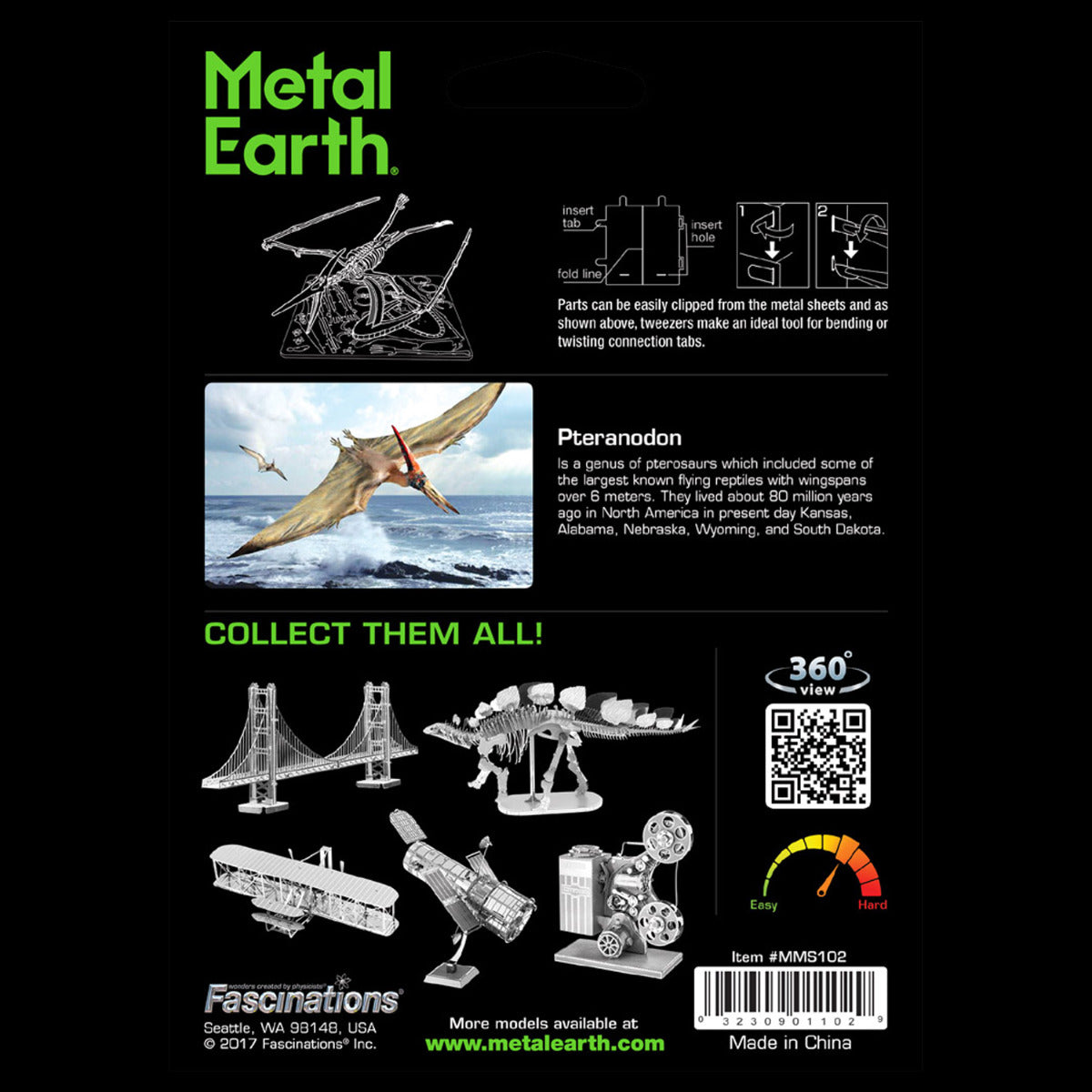Metal Earth Metallbausätze MMS102 Pteranodon Flugsaurier Dinosaurier Metall Modell