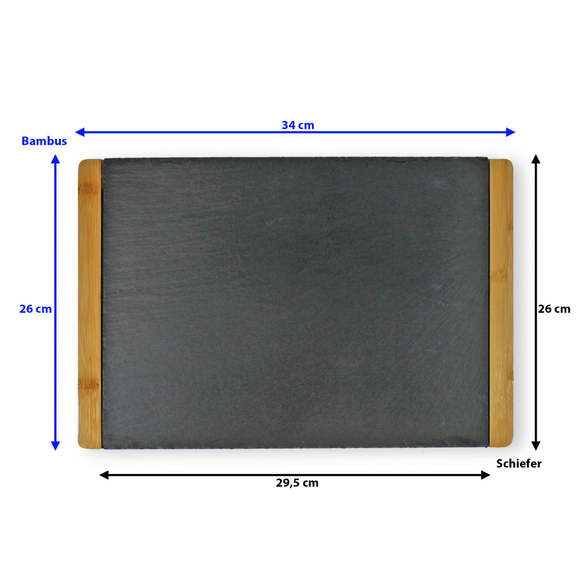 Servierplatte Schiefer 34 x 26 cm Buffetplatte schwarz Servierplatte Holz Rahmen FSC