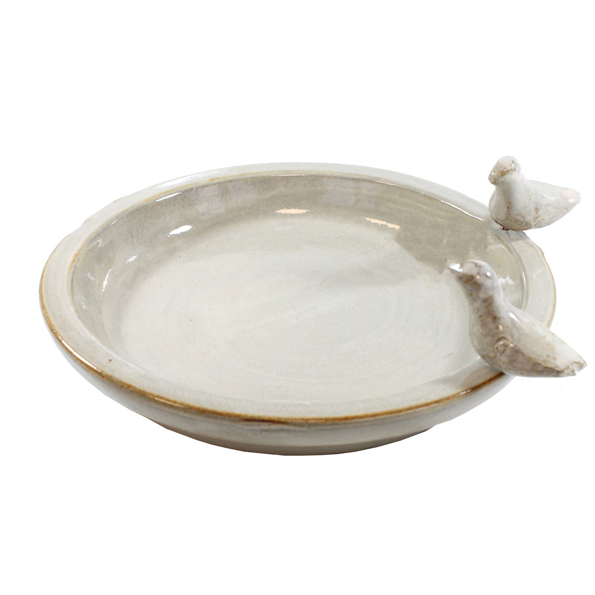 colourliving Vogeltränke für den Garten 30 cm altweiss Keramik Vogeltränke rund Vogelbad Garten