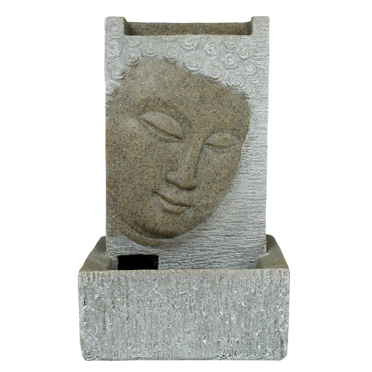 Zimmerbrunnen Buddha Brunnen mit LED Beleuchtung in Sandstein Optik Zierbrunnen