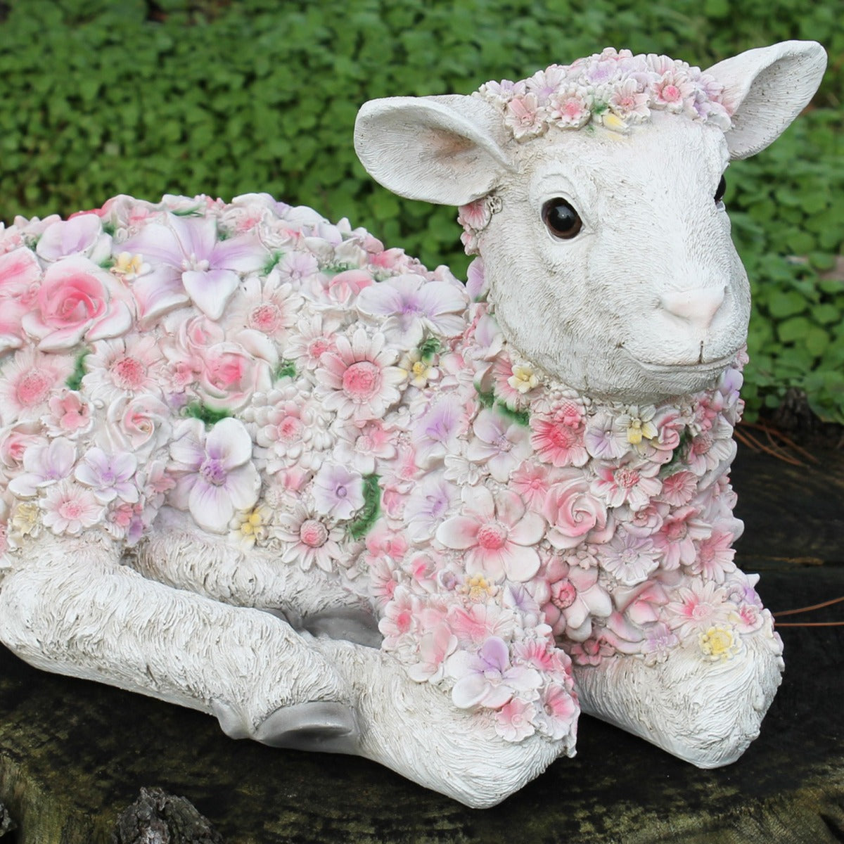 Deko Schaf "Florence" Lamm Figur liegend Gartenfigur Schaf Figur Blumenschaf