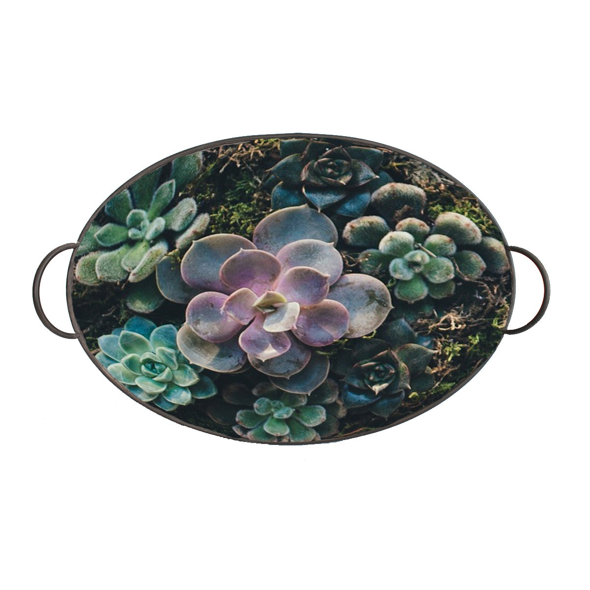 Pflanztopf Blumentopf 3er Set ovale Zinkwannen mit Blumenmuster und Handgriffen