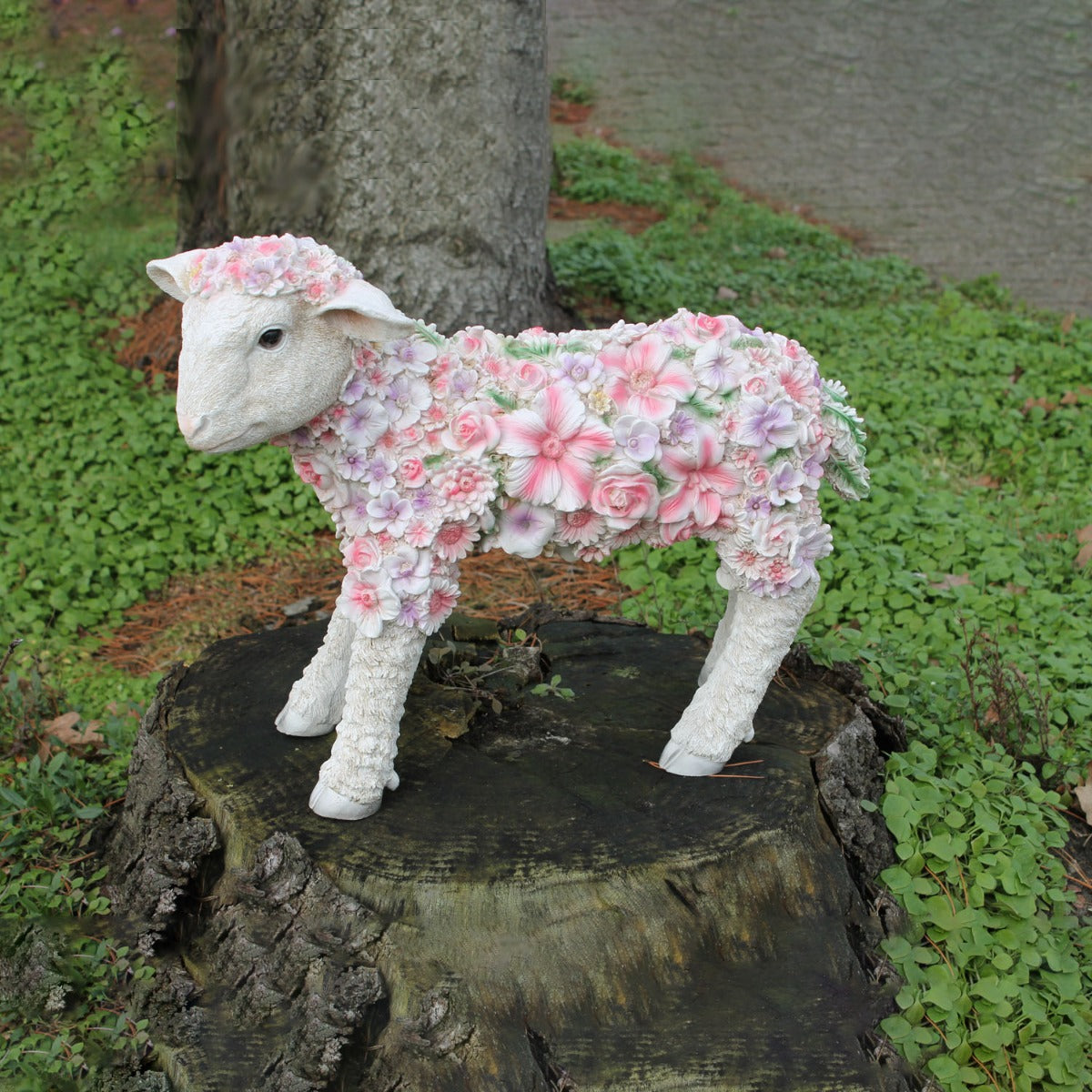 Deko Schaf "Florence" Lamm Figur stehend Gartenfigur Schaf Figur Blumenschaf