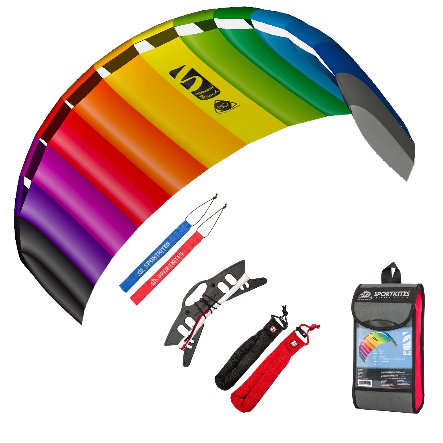 HQ Lenkmatte Symphony Beach III 2.2 Rainbow Bundle R2F Allround Lenkdrachen Kite