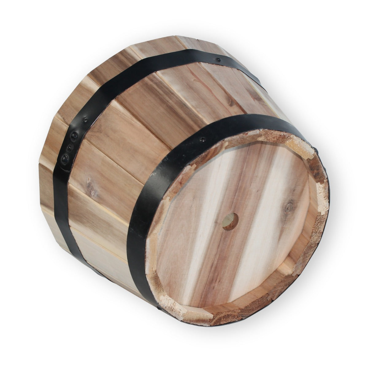 Pflanzkübel Holz rund 29 cm Holzfass Blumenkübel Blumentopf natur Akazienholz Pflanztopf