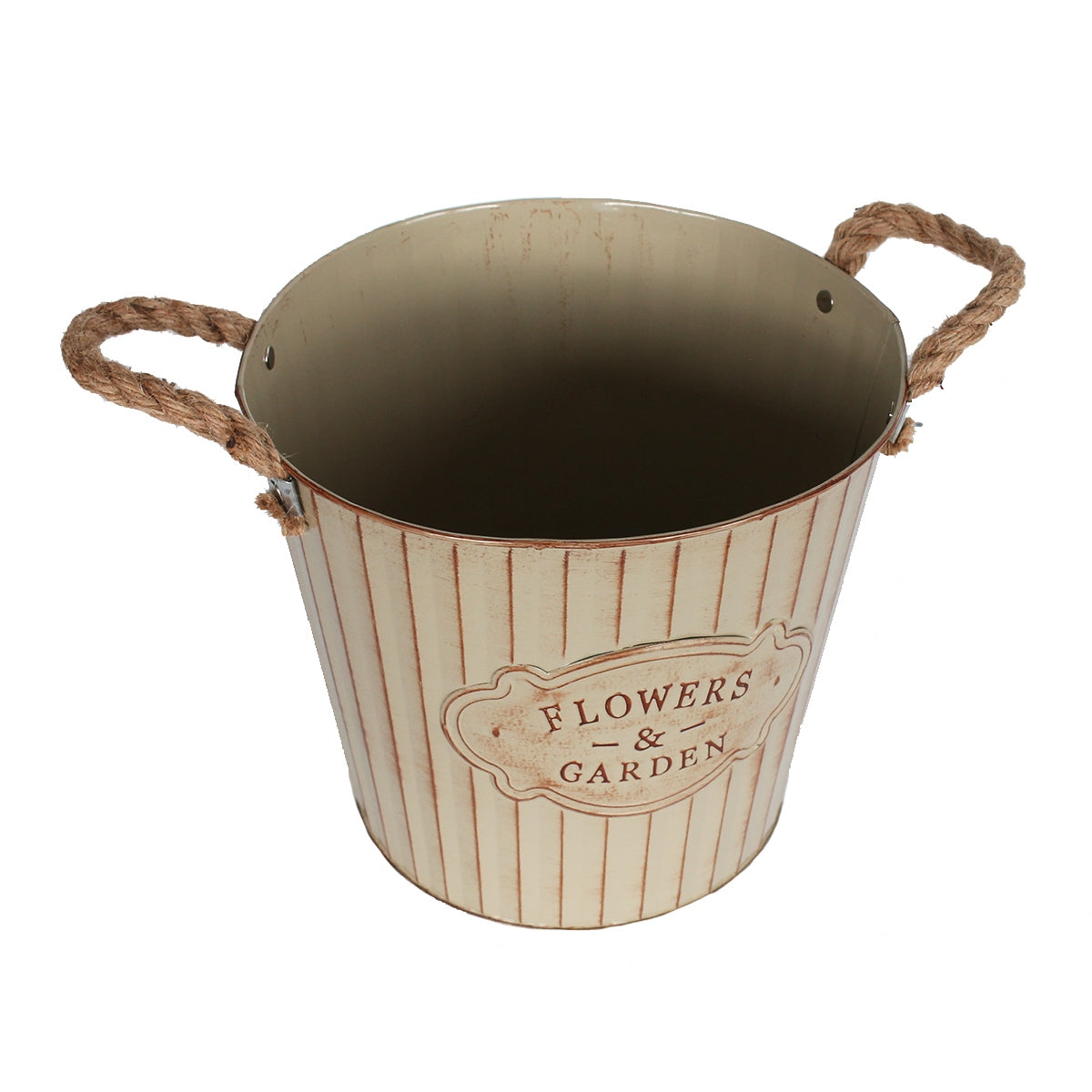 Pflanztopf Pflanzgefäß Zinktopf Diamond Beige 22cm Ø Blumentopf Metall Übertopf