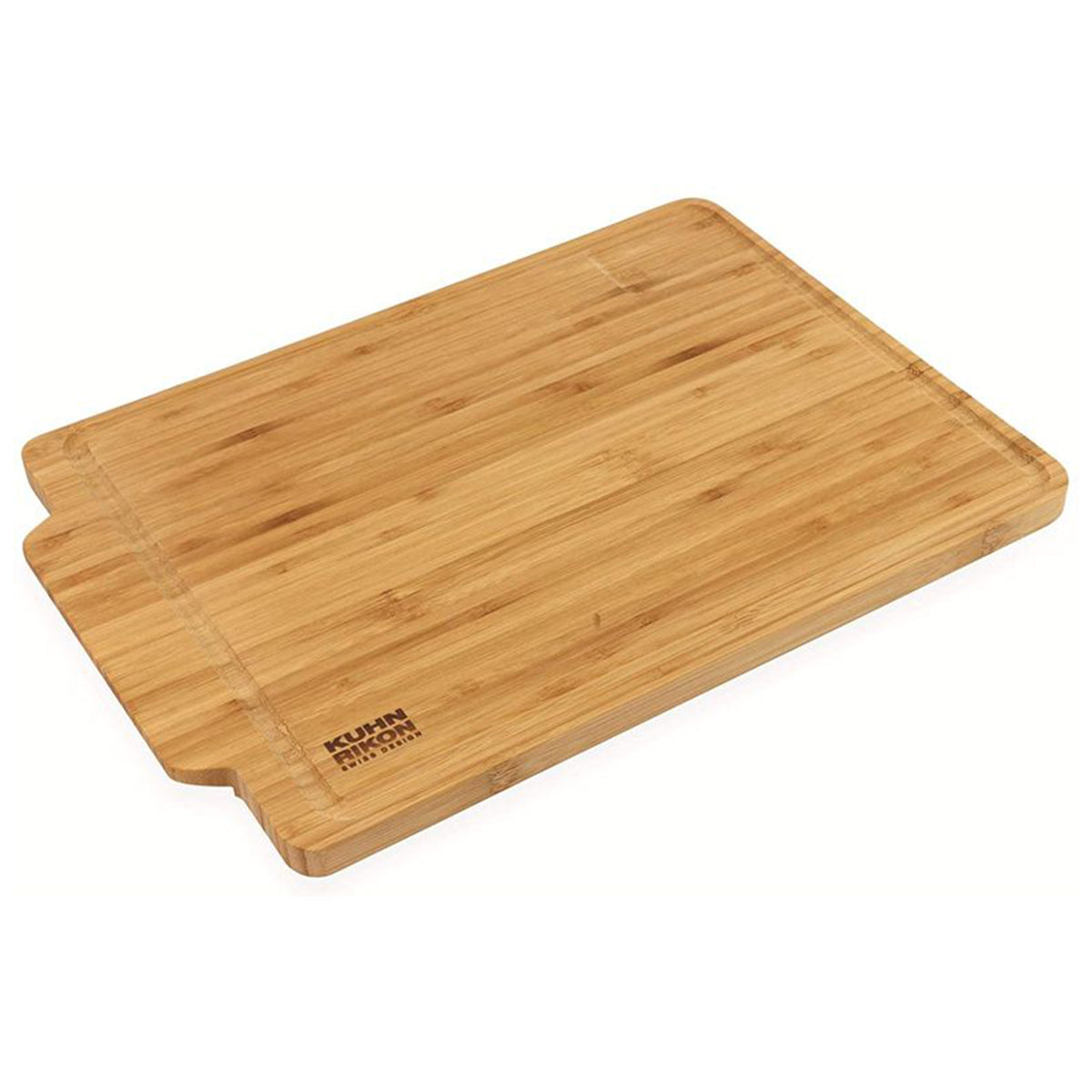Kuhn Rikon Schneidbrett aus Bambus mit Saftrille 36x26 cm Bambus Schneidebrett Servierplatte