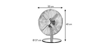 Tischventilator Tisch Ventilator Retro 35 cm Edelstahl Chrom Windmaschine Venti schwenkbar