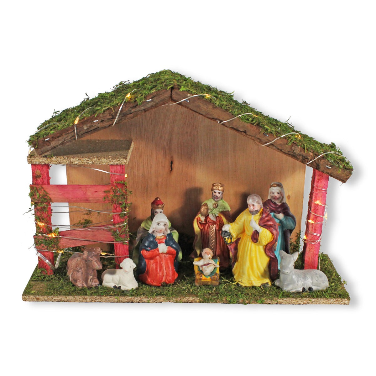 Weihnachtskrippe mit 9 Krippenfiguren Krippe Weihnachten Holz