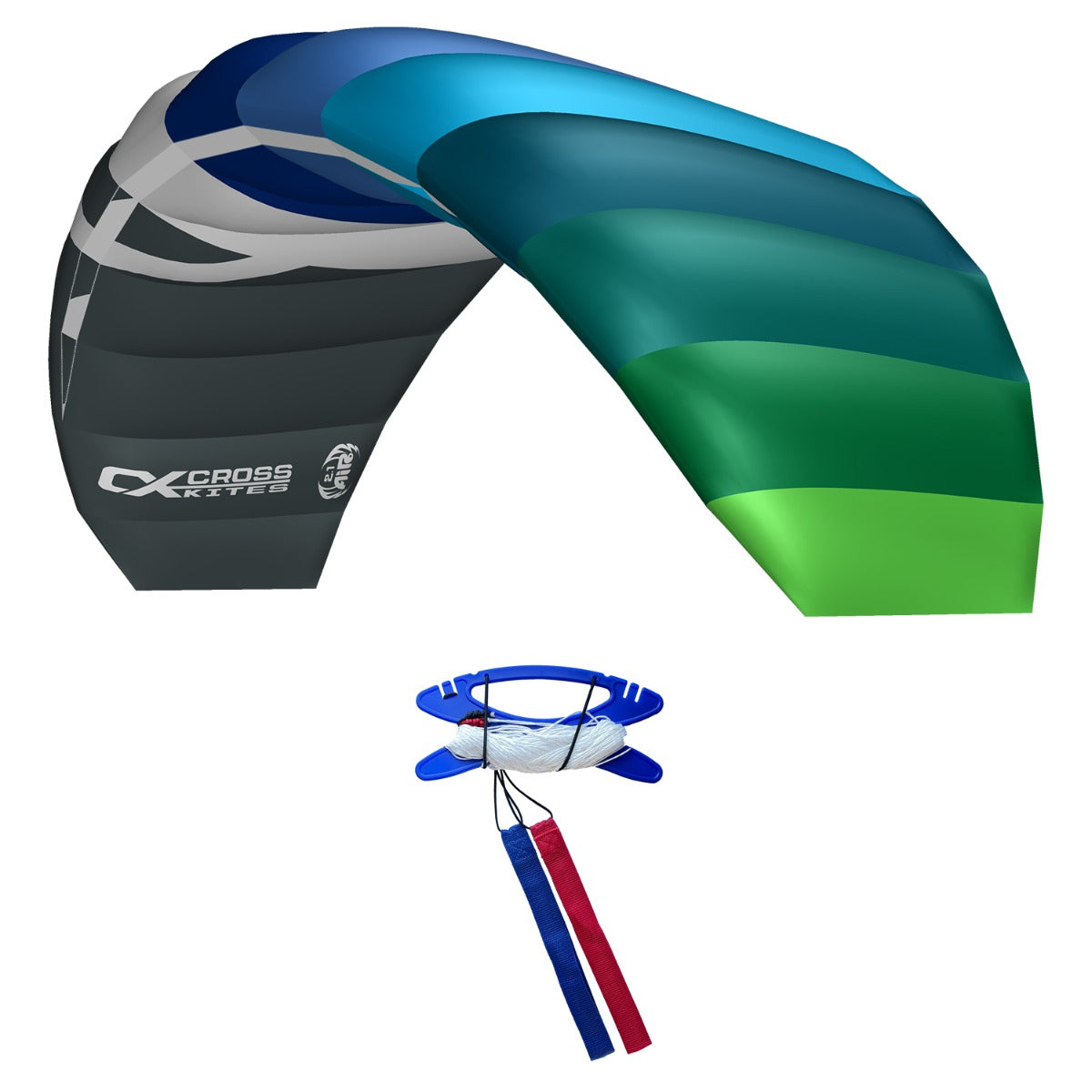 CrossKites Lenkmatte Air 2.1 Blue-Green R2F Allround Lenkdrachen Kite
