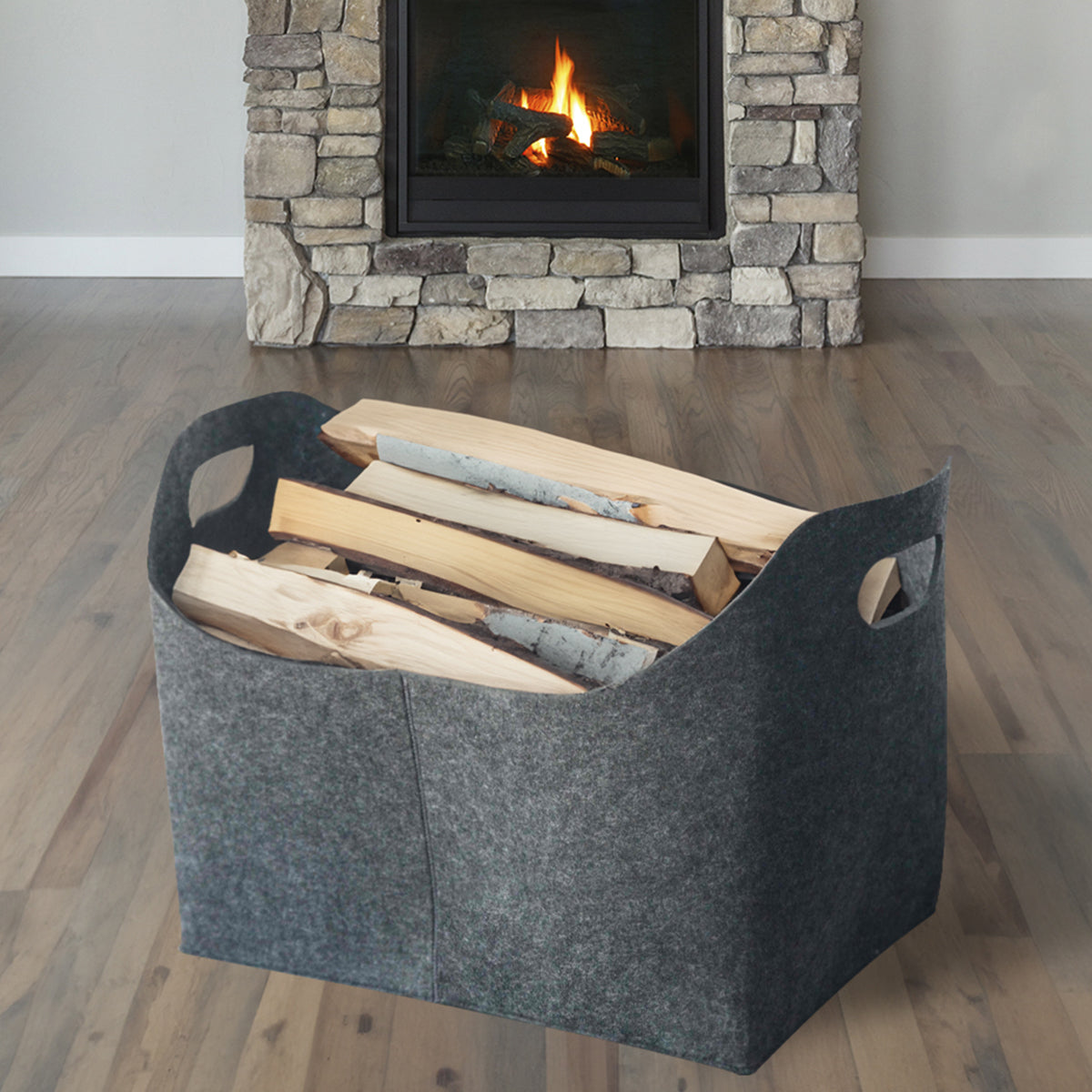 Filztasche groß Filzkorb grau Filztasche Shopper 52x32x40 cm