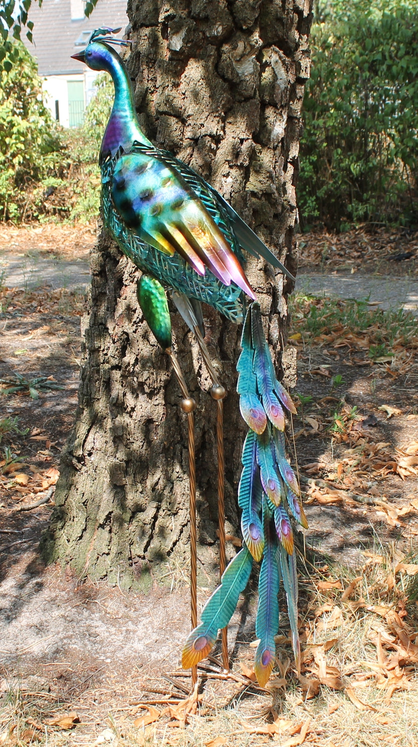 Dekofigur Pfau Dekovogel 88 cm Teichfigur Metallfigur Gartendeko Teich Fischteich