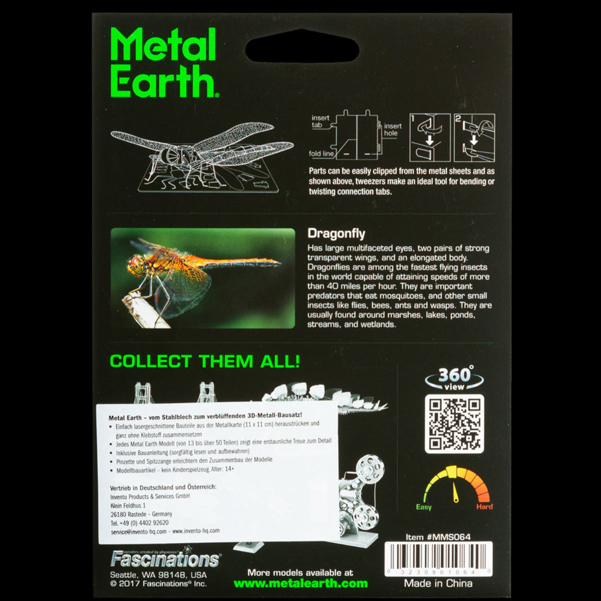 Metal Earth Metallbausätze MMS064 Dragonfly Libelle Metall Modell