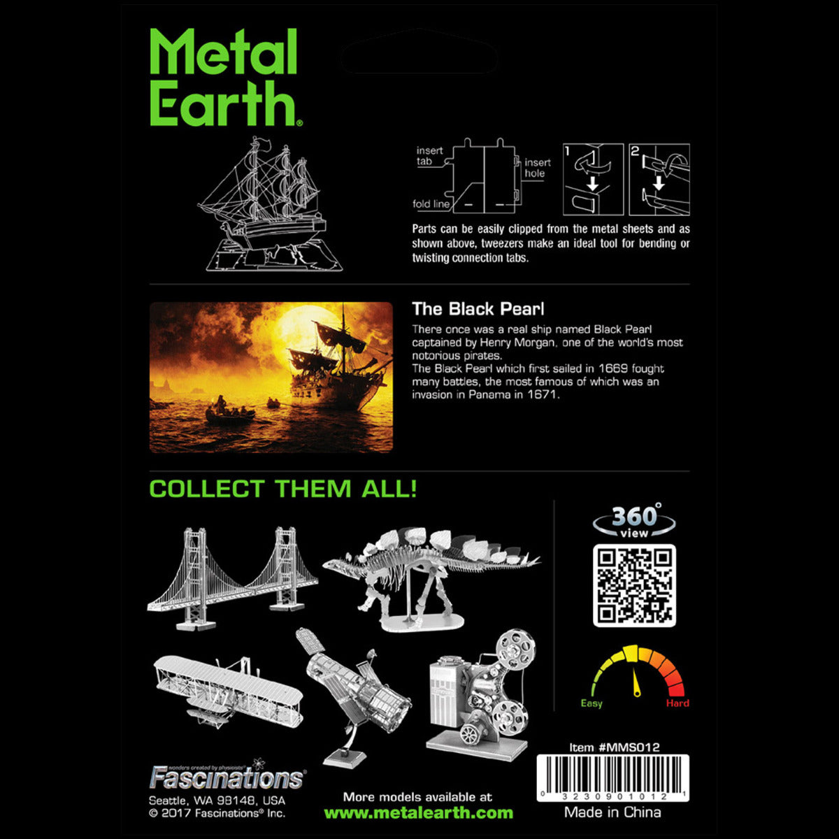 Metal Earth Metallbausätze MMS012 Black Pearl Piratenschiff Metall Modell