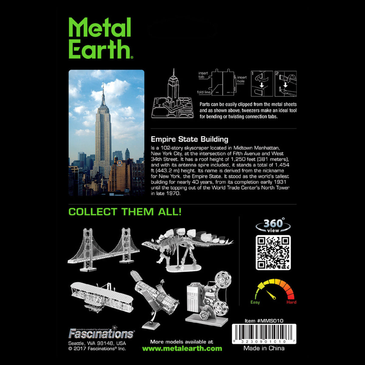 Metal Earth Metallbausätze MMS010 Empire State Building Wolkenkratzer Metall Modell