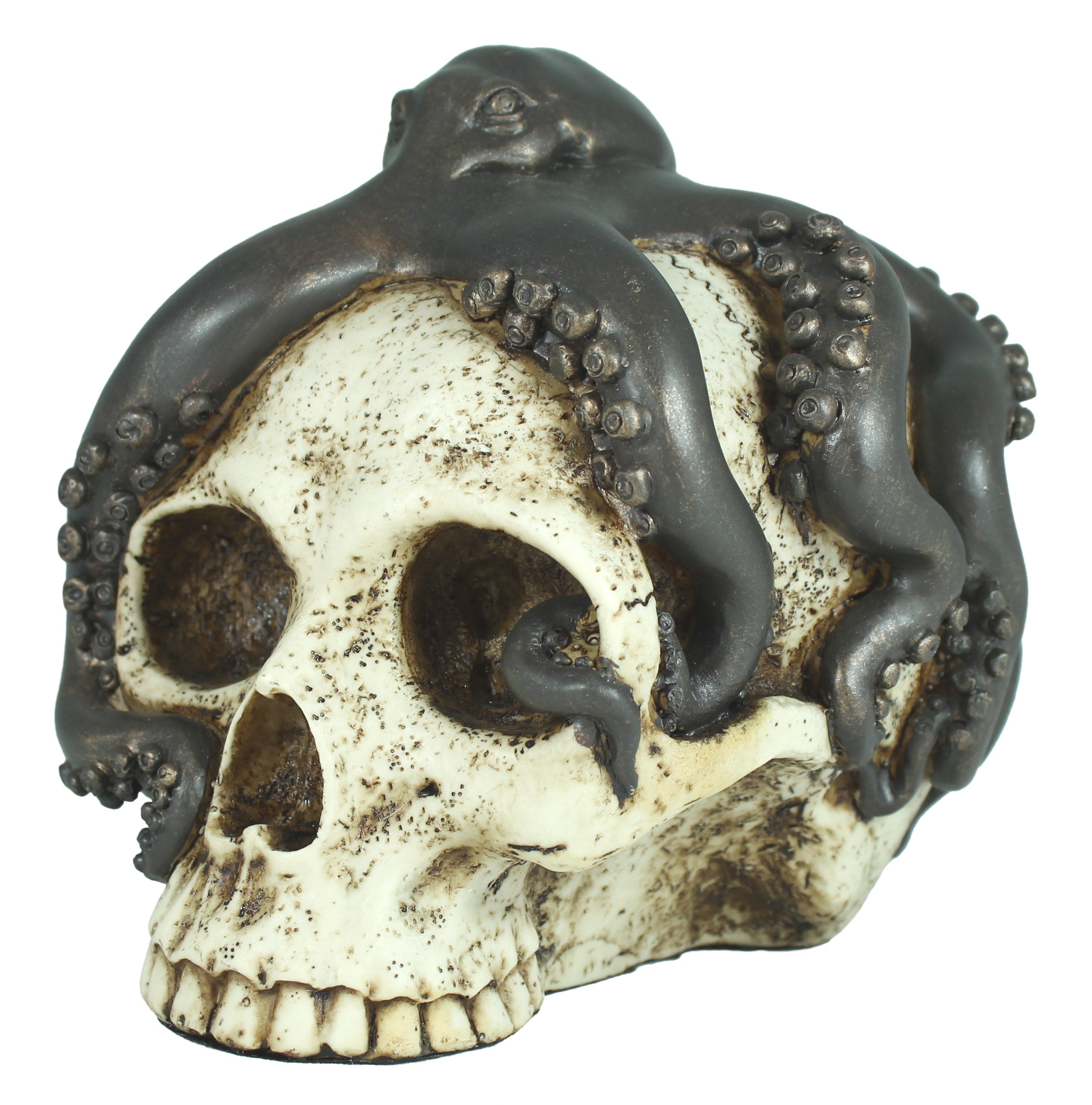 Dekofigur Totenkopf mit Tintenfisch Schädel Mystic Gothic Fantasy Wohnung Dekoration