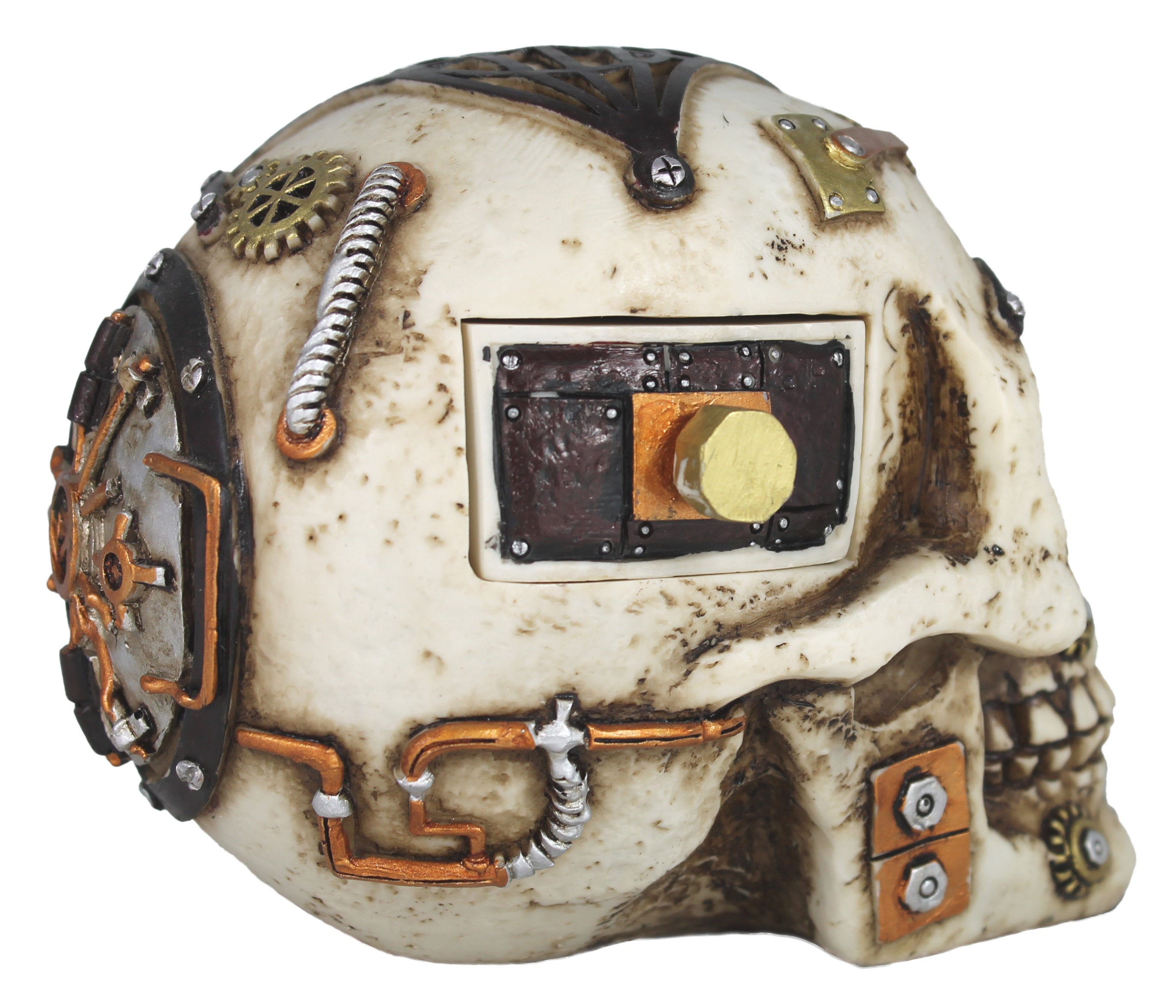 Dekofigur Steampunk Totenkopf mit Geheimfach Science-Fiction Deko Dekoration