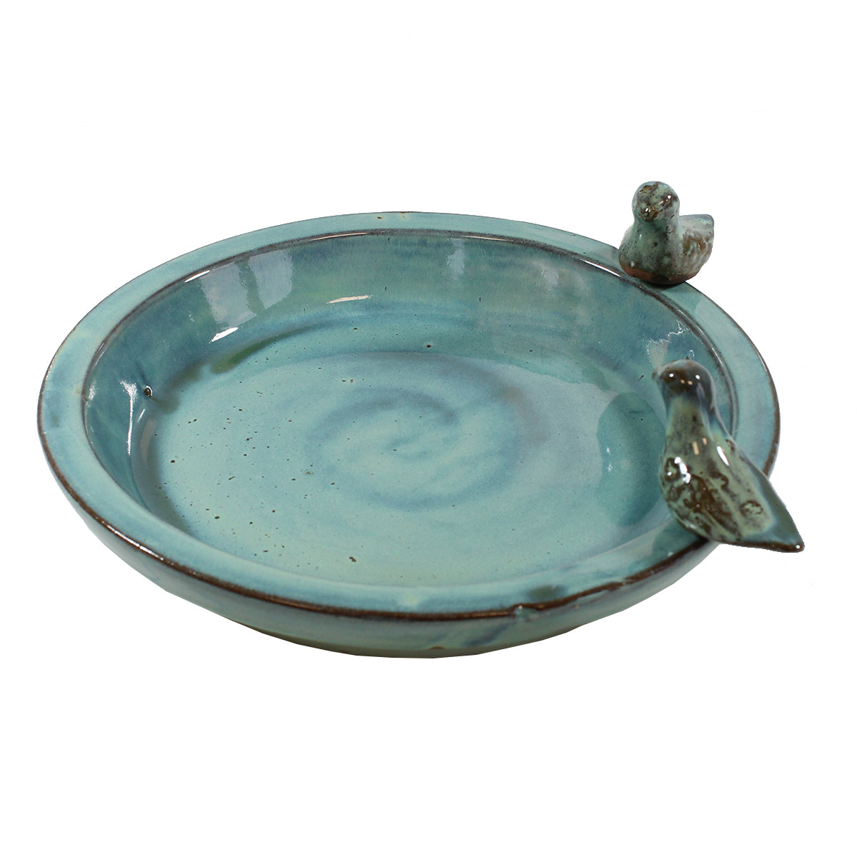 colourliving Vogeltränke für den Garten 30 cm gruen Keramik Vogeltränke rund Vogelbad Garten