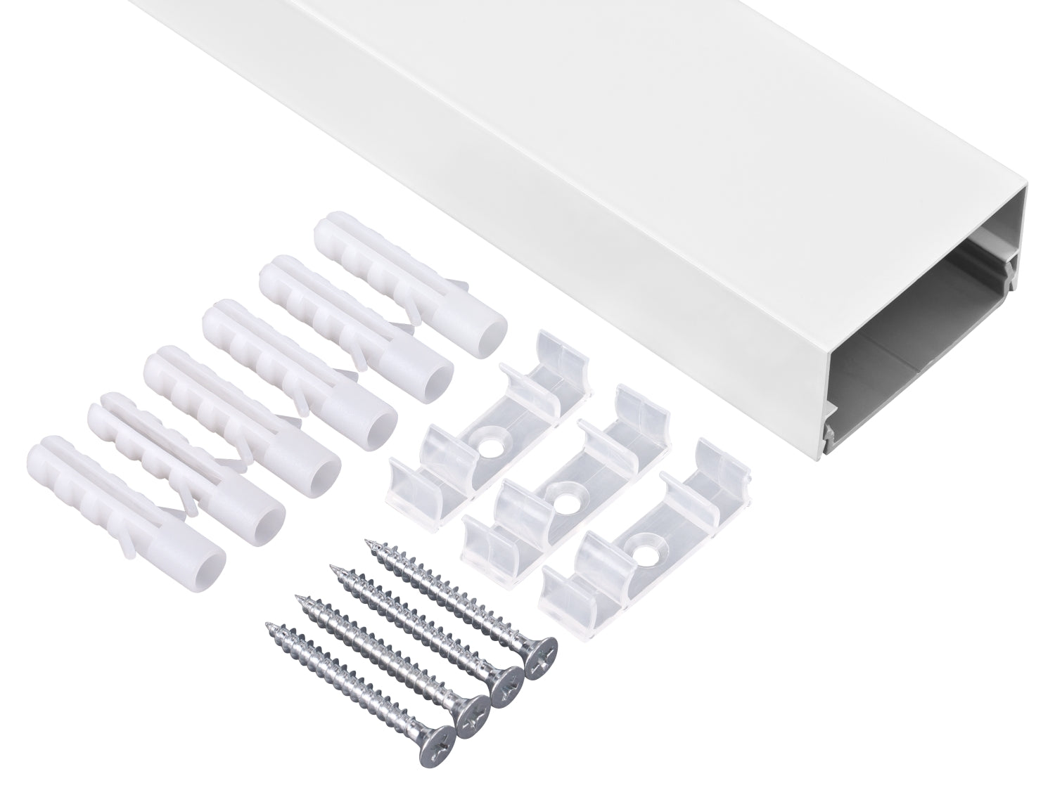 Alu Kabelkanal weiß eckig 115x5 cm für TV HiFi Computer Lampen Aluminium Abdeckung