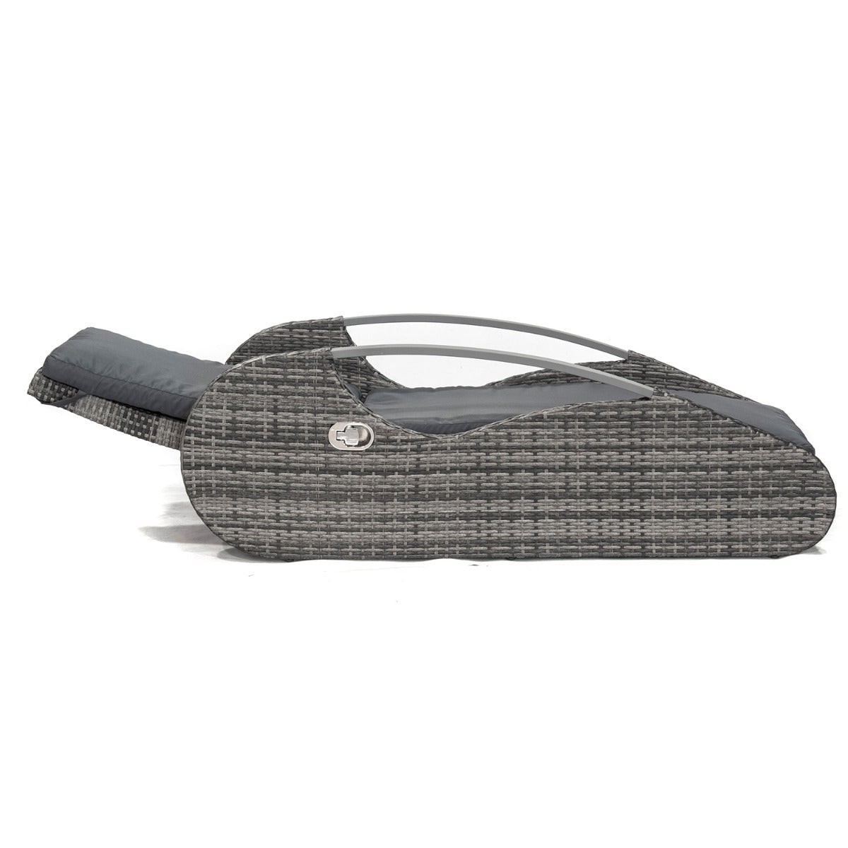 Garden Pleasure Loungeliege Alassio | Garten Lounger Polyrattan mit verstellbarer Rückenlehne & Auflage, mit Getränkeablage, Lounge Gartenliege, Lounge Sonnenliege