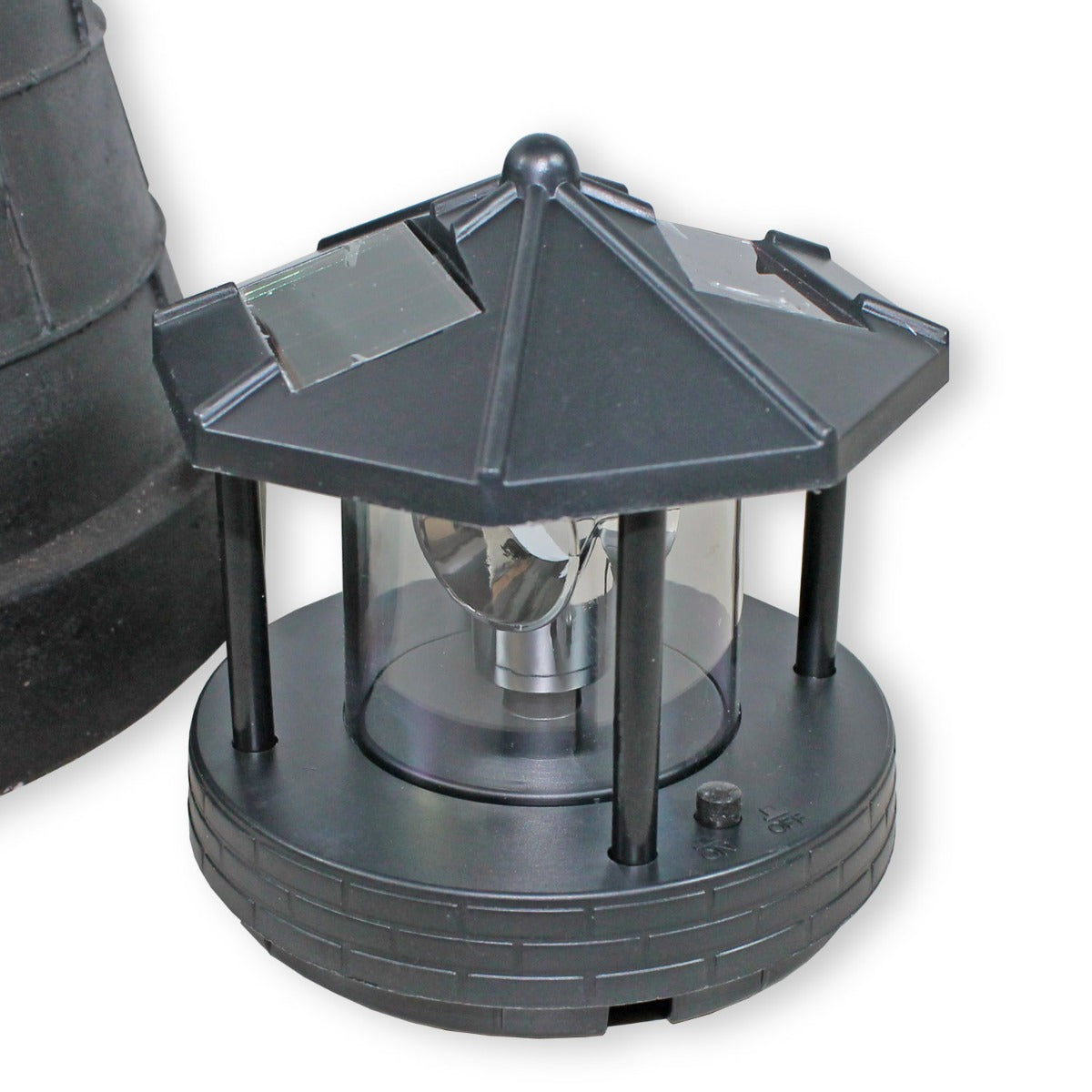 Leuchtturm Roter Sand Solar Leuchtturm 80 cm Maritime Deko LED Beleuchtung drehend