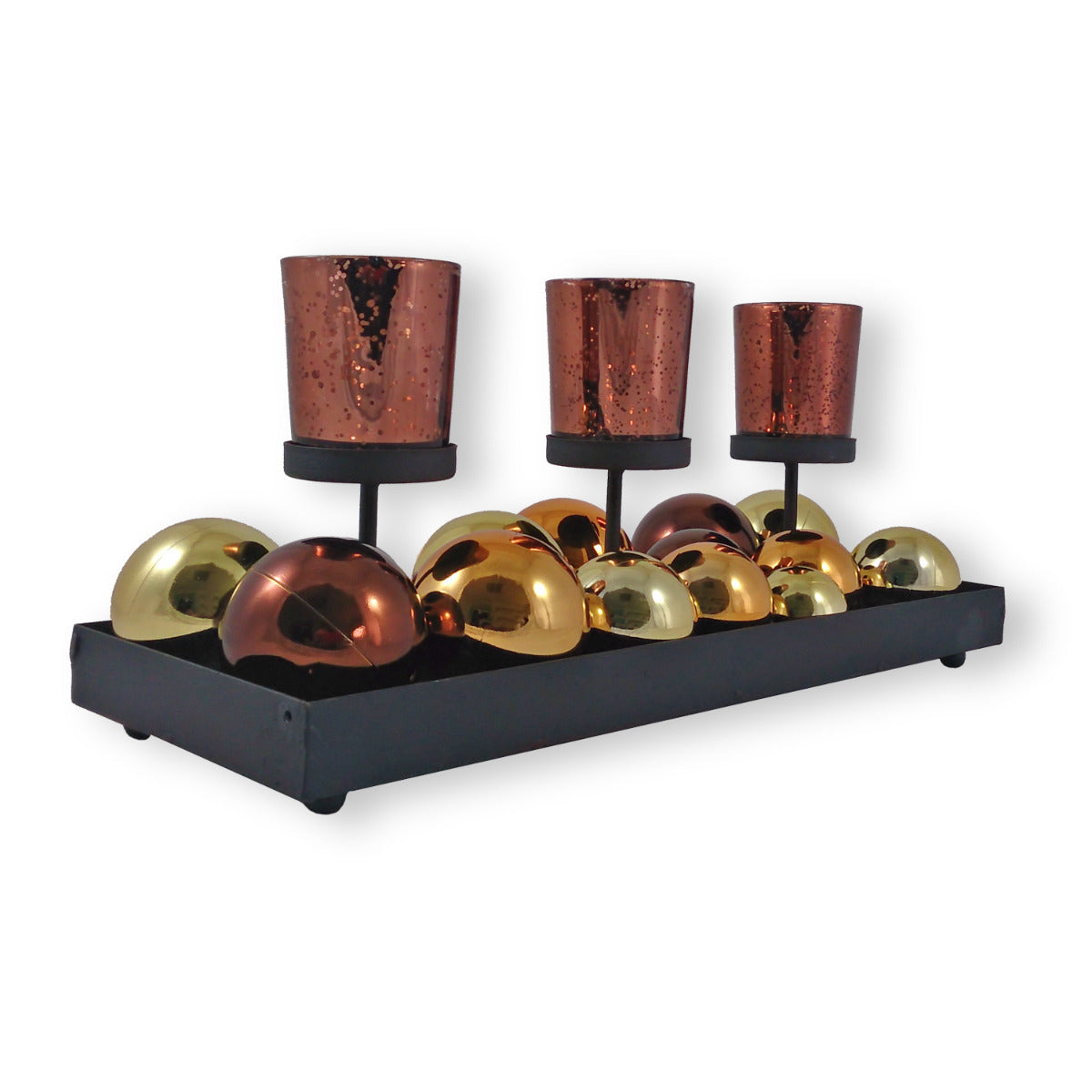 Teelichthalter Glas Teelichtgläser mit Deko Kugeln Weihnachts Tischdeko