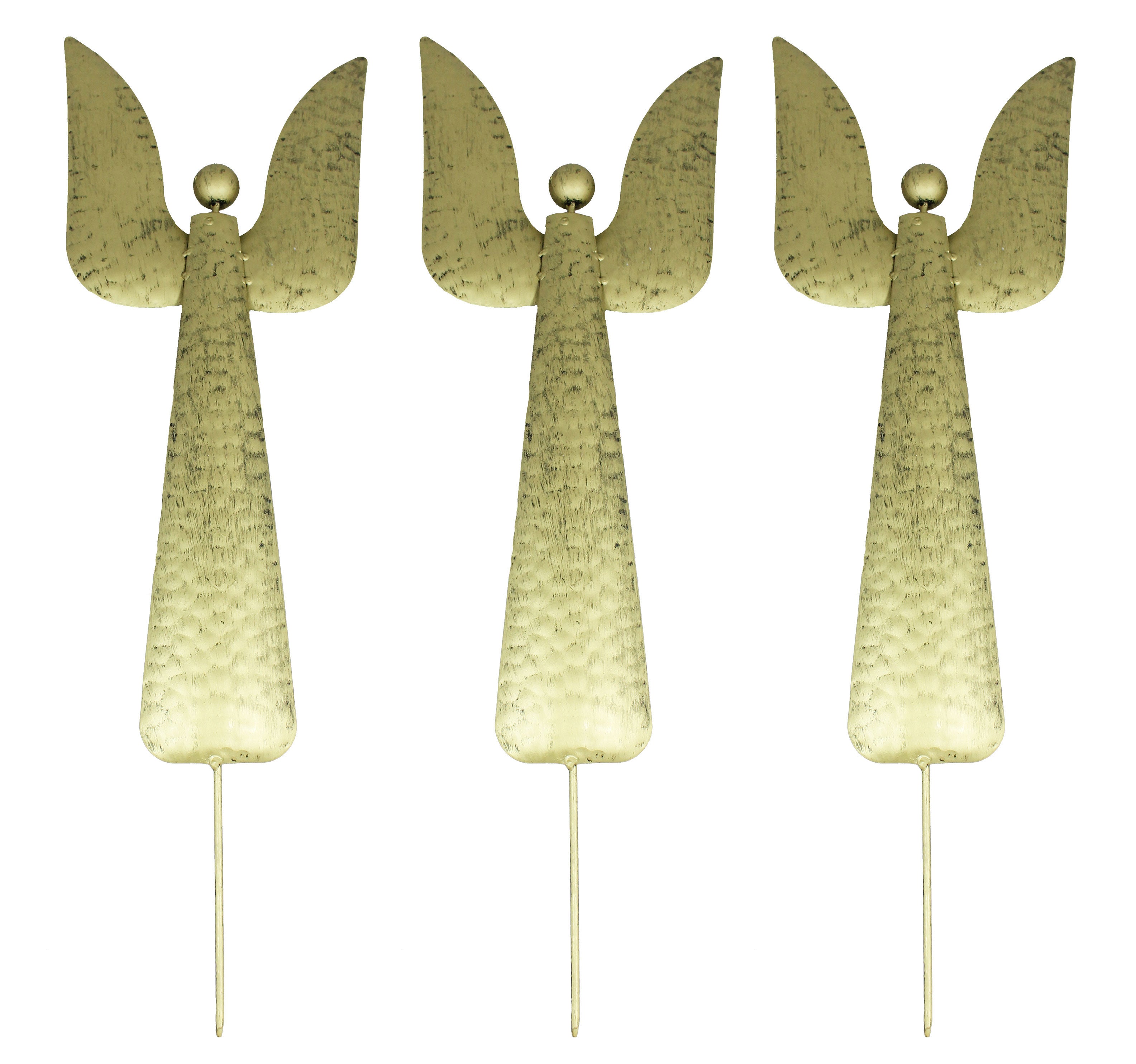 Gartenstecker 3er Set Weihnachtsengel Engel aus Metall Höhe 64 cm Farbe Gold Beetstecker Metallfigur Dekofigur
