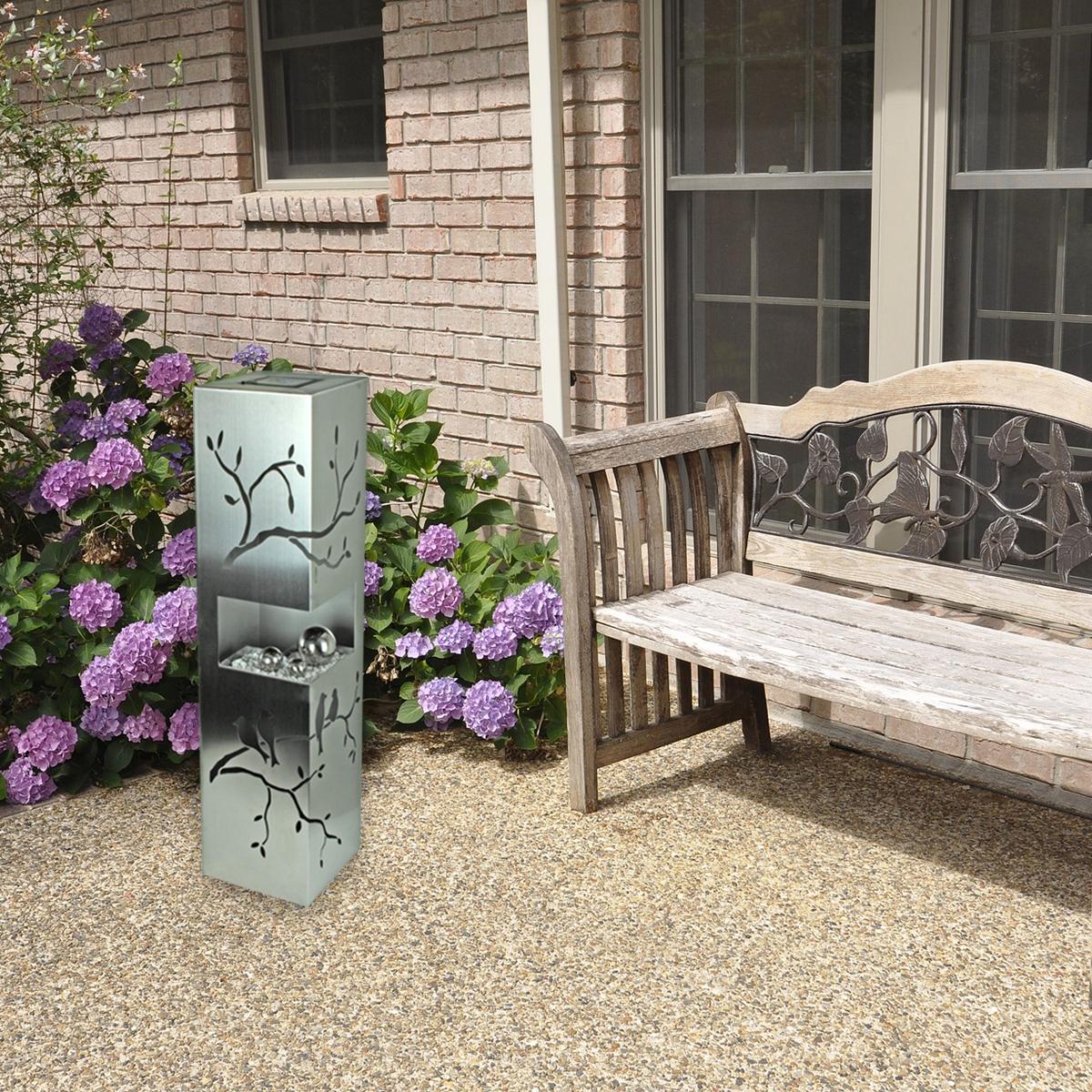 LED Edelstahlsäule Garten Gartensäule Dekosäule 100 cm mit Kugeln