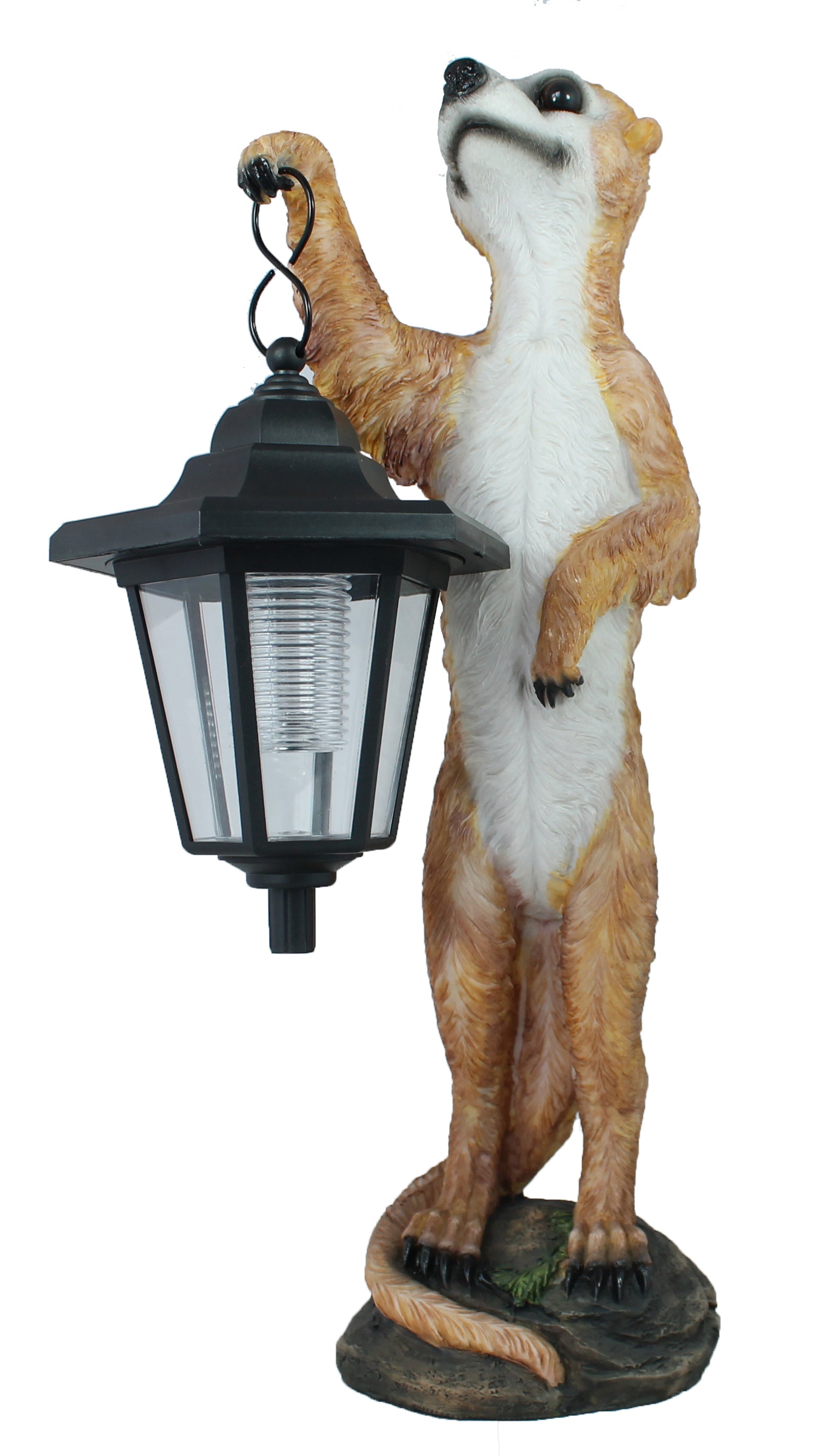 Dekofigur Erdmännchen Henry mit LED Solarlampe Gartendeko Dekoration Garten