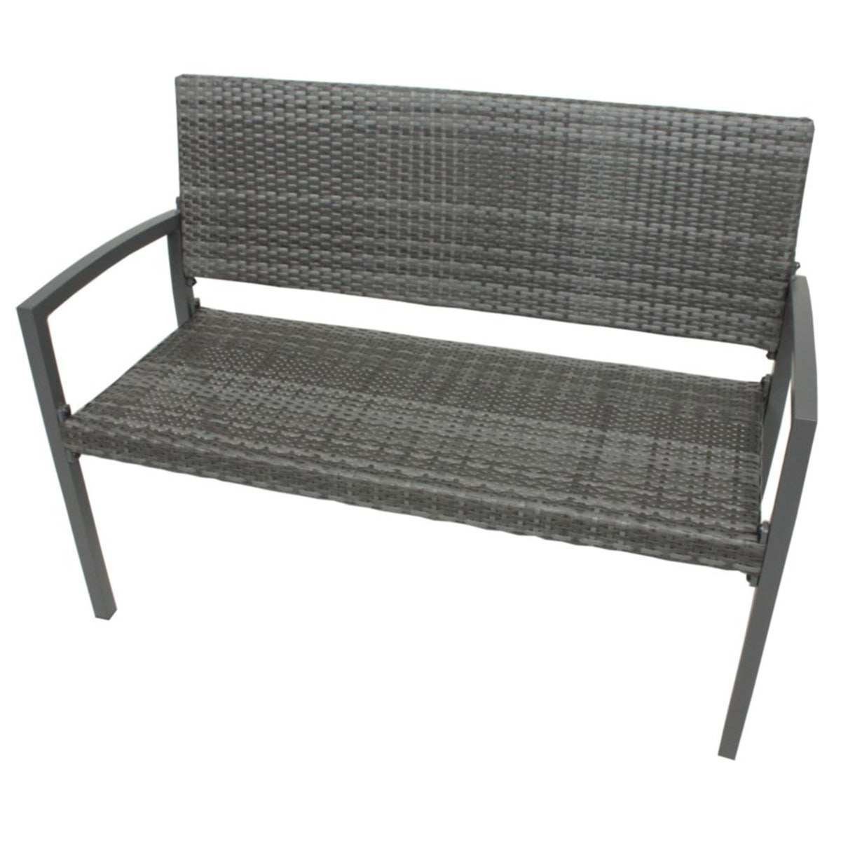 Garden Pleasure Parkbank Sanremo - 2-Sitzer Gartenbank Rattan, Rattanbank in Dunkelgrau, Poly-Rattan & Aluminium Rahmen, Rattan Sitzbank