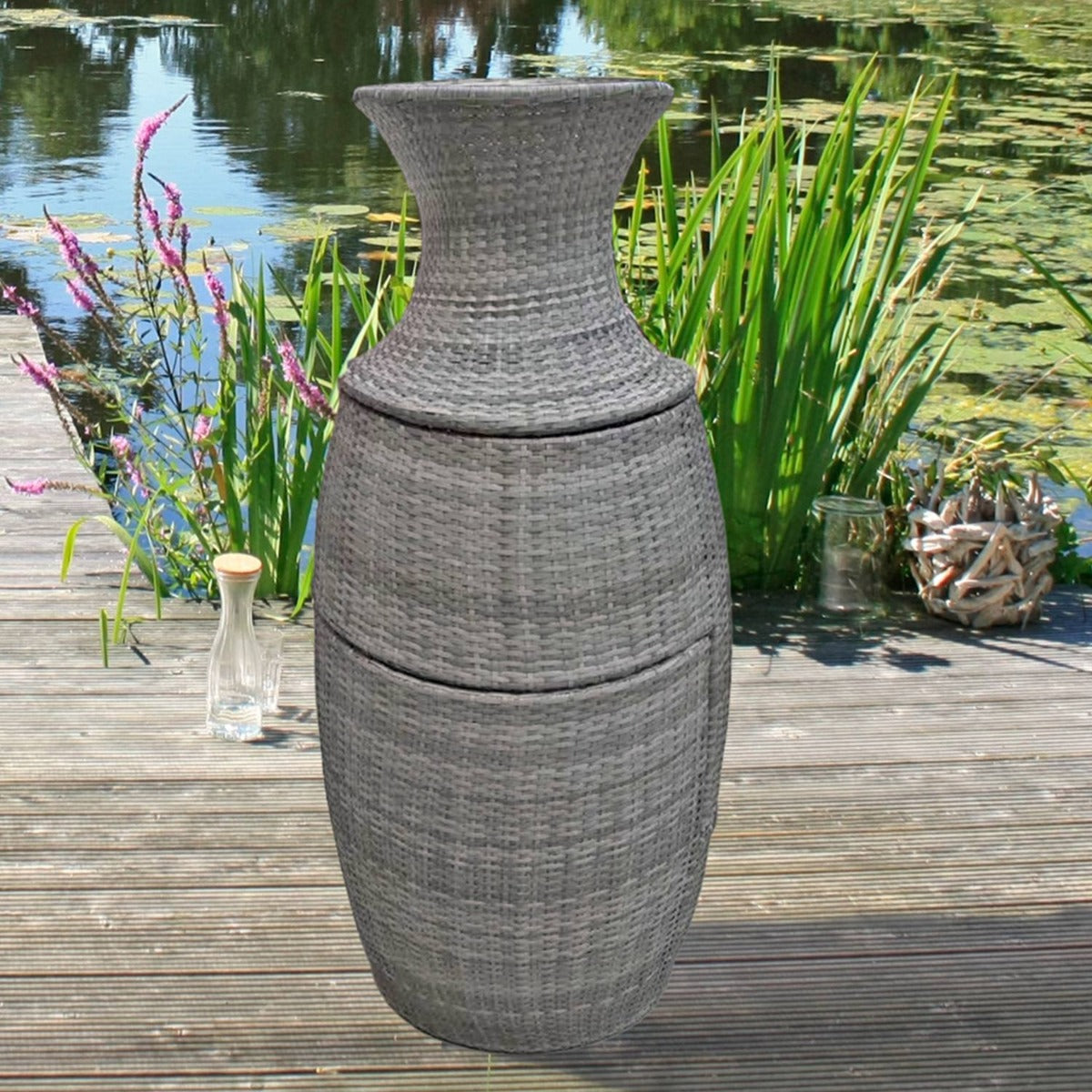 Garden Pleasure Club-Set Linz, Balkon Lounge Set, Rattan Lounge Set für Balkon, wetterfest, grau, inkl. Gartensessel & Tisch mit Glasplatte