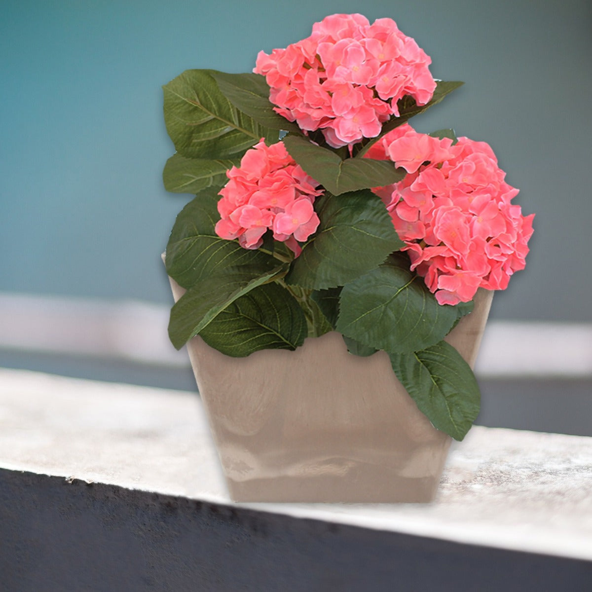 Blumentopf eckig 41 x 41 cm Ecostone Pflanzkübel Pflanztöpfe aus Recyclingmaterial Farbe Taupe