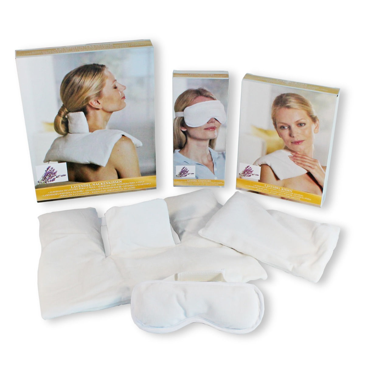 Lavendelkissen Augenmaske kühlend Set 3 teilig Wärmekissen Nacken Heizkissen