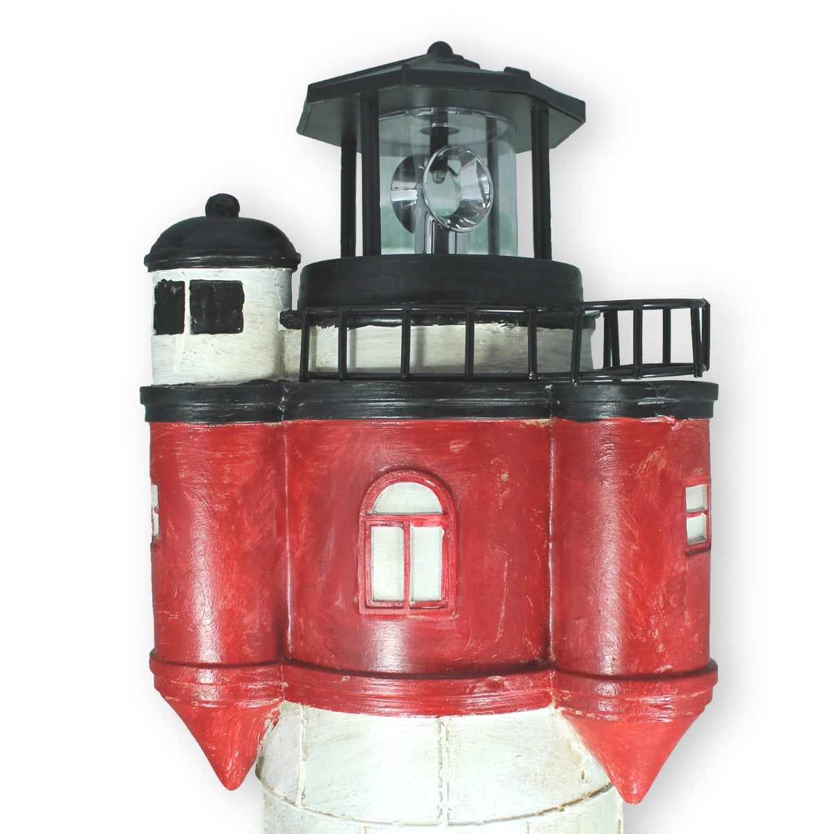 Leuchtturm Roter Sand Solar Leuchtturm 80 cm Maritime Deko LED Beleuchtung drehend