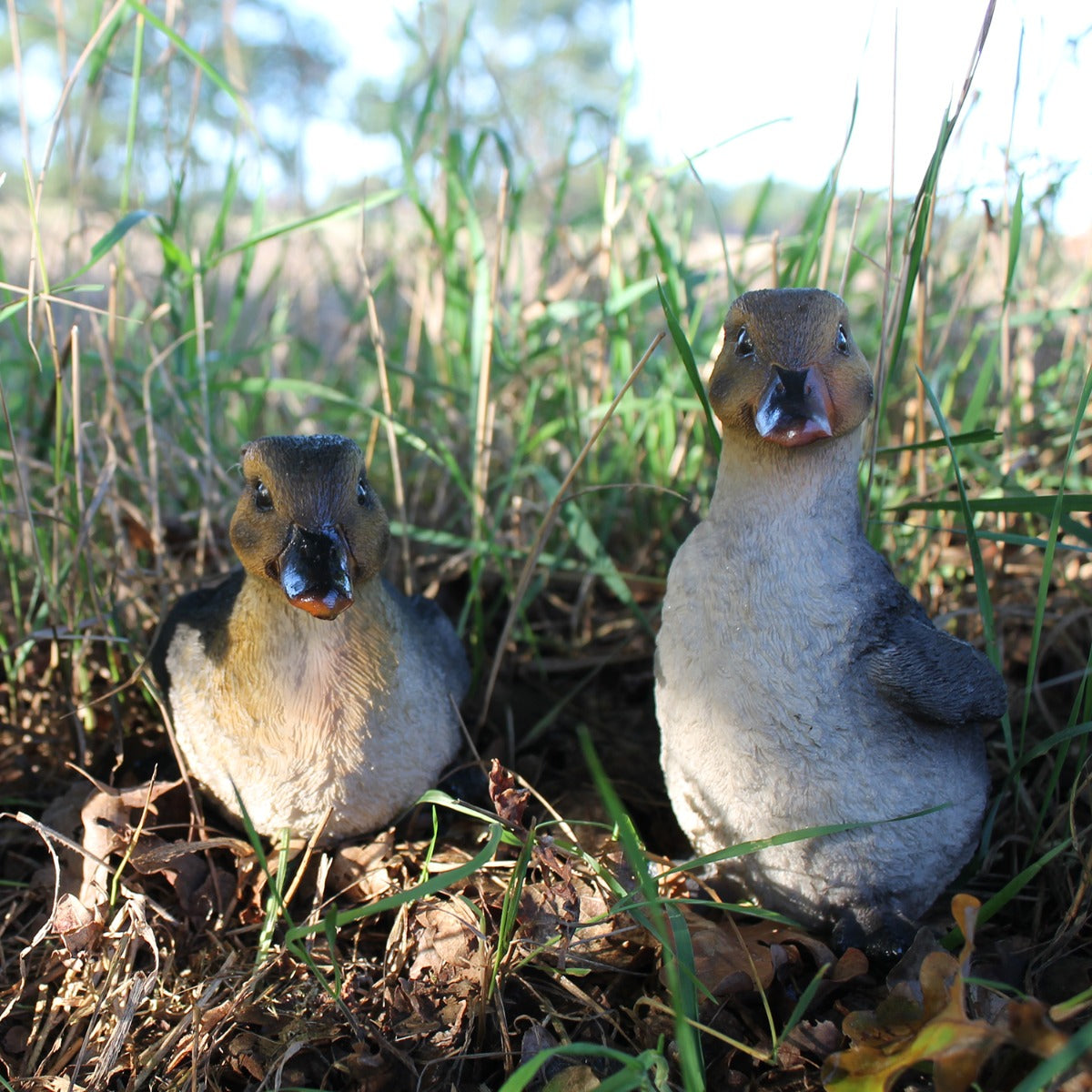Enten Figur 3er Set sitzend Deko Enten Garten Bauernhof Tierfigur Gartenfigur Entchen